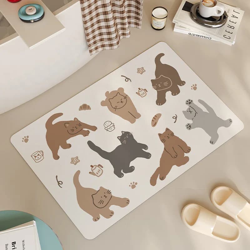 Tappetino da Bagno a Tema Cartone Animato, Morbido Tappeto in Terra Diatomacea Antiscivolo ad Asciugatura Rapida, Rettangolare, per Ingresso, Bagno, Cucina, Arredo Casa