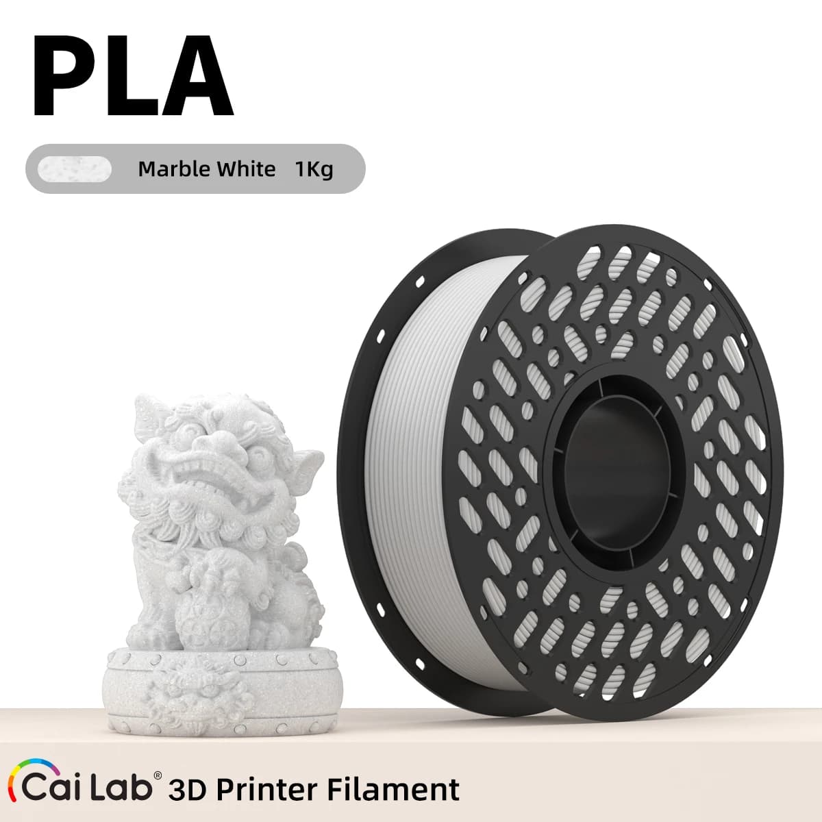 CaiLab 1KG PLA Filamento stampante 3D 1,75mm PLA + per Bambu Lab Creality Ender Elegoo La maggior parte dei materiali di stampa 3D FDM Nero Bianco Grigio