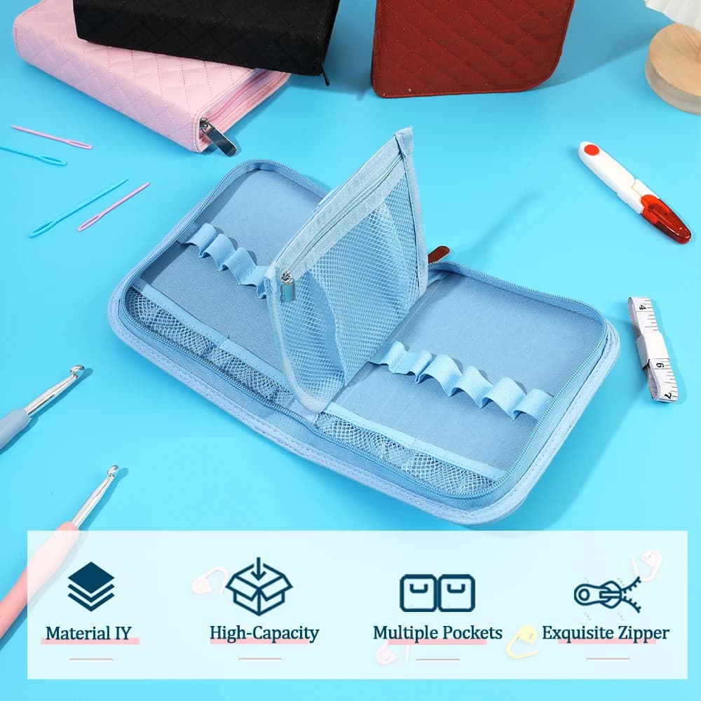Borsa portaoggetti vuota per uncinetto Borsa portaoggetti per ferri da maglia Borsa portaoggetti portatile per accessori per strumenti per cucire fai-da-te