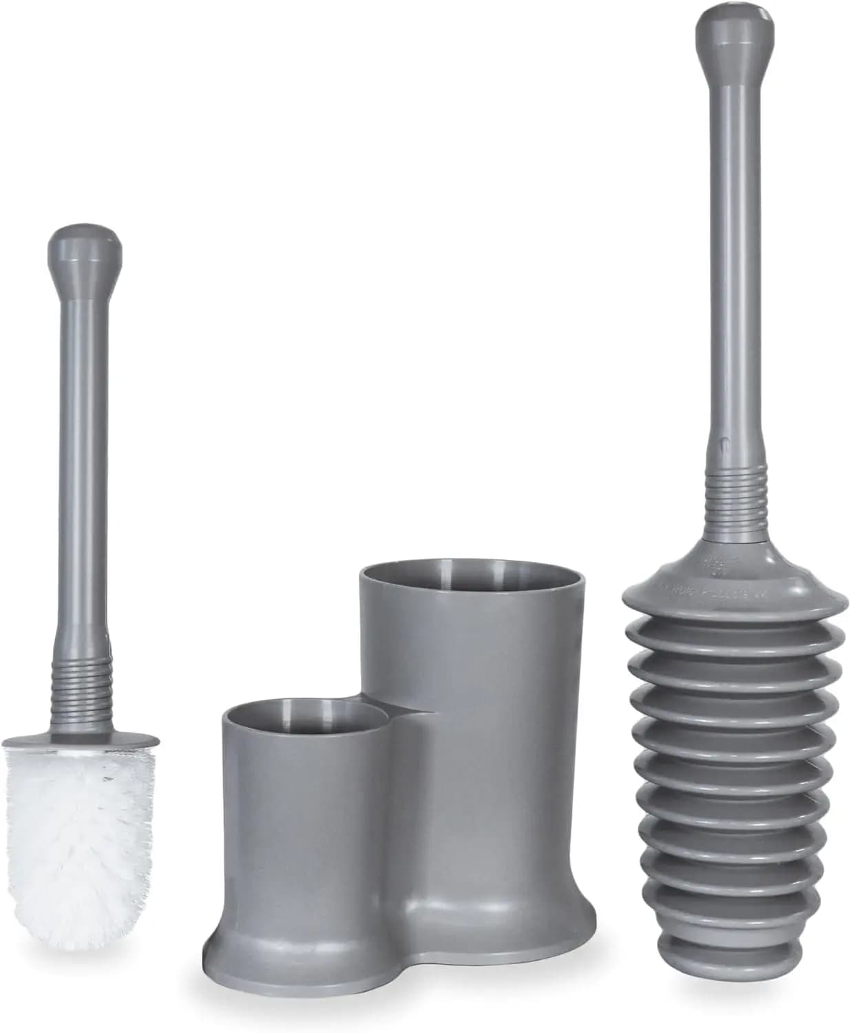 Set combinato 500 & Toilet Brush Combo – Sturalavandini grigio resistente con spazzola ad alta efficienza e supporto –