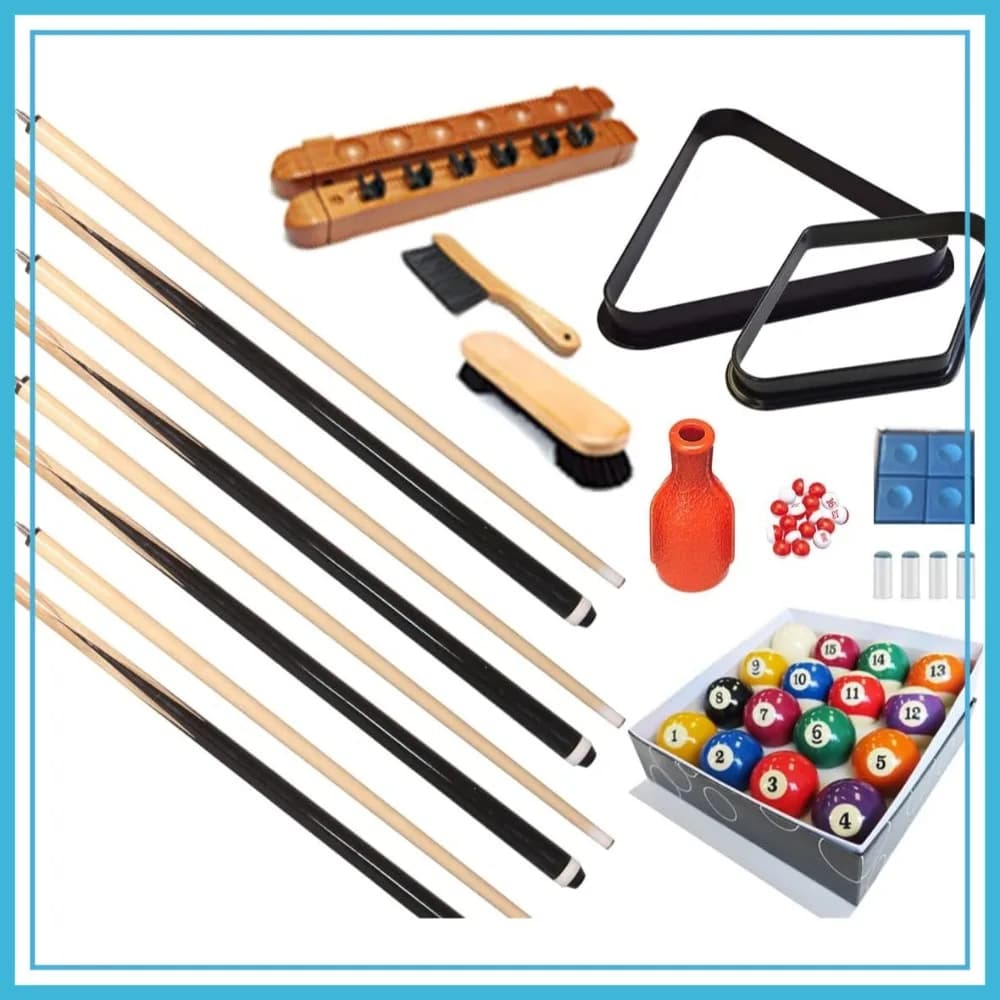 Tavolo da Biliardo - Kit Accessori Premium da 32 Pezzi - Set di Stecche, Ponte e Palline