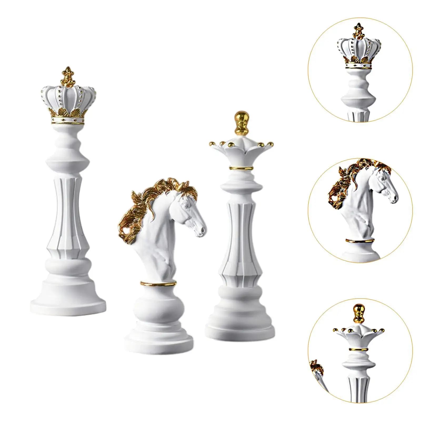 Resin Chess Pieces Statues Set Creative Table Centerpiece Retro Figurines Game Room Decoration for Home Office