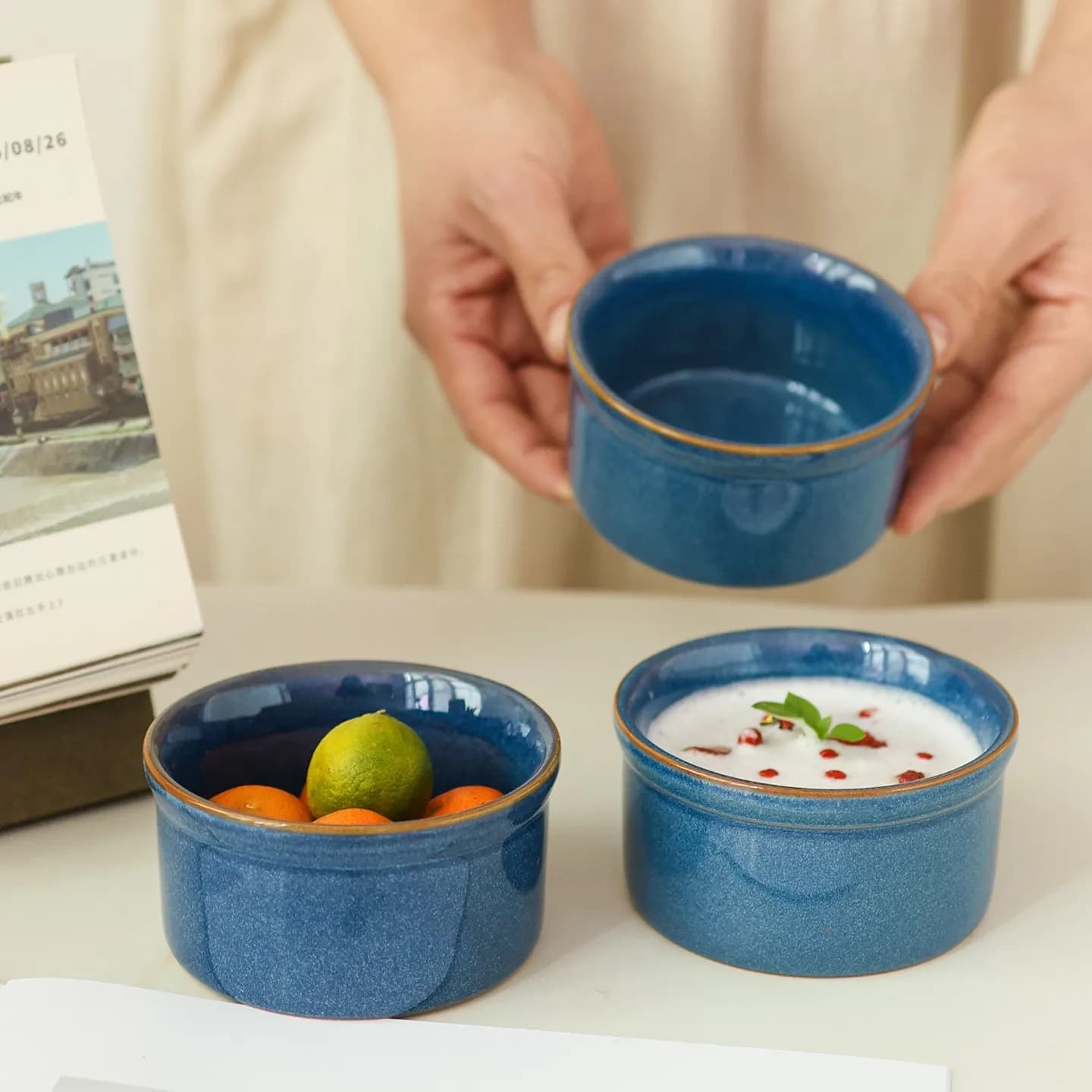 Tee Cerc Baking Bowls for Air Fryer, Special Bowls for Dessert, Caramel Pudding Bowls, with Unique and Elegant Gradient Motive