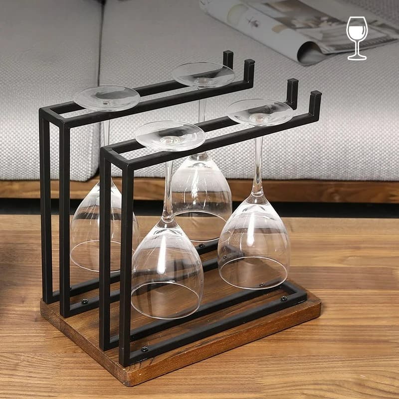 Wrought Iron Red Wine Glass Holder Upside Down Rack, Goblet Household Wine Glass Holder Floor-to-ceiling Desktop Ornament