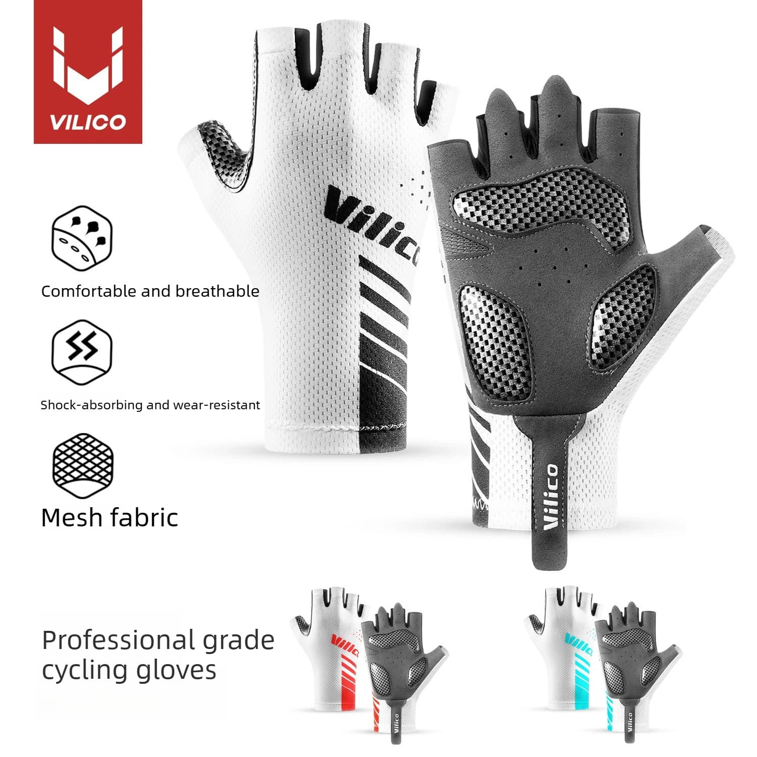 Men's Cycling Gloves Half Finger Shockproof Gym Gloves Breathable Cycling Glove Road Biking Glove Quick Wear MTB Gloves