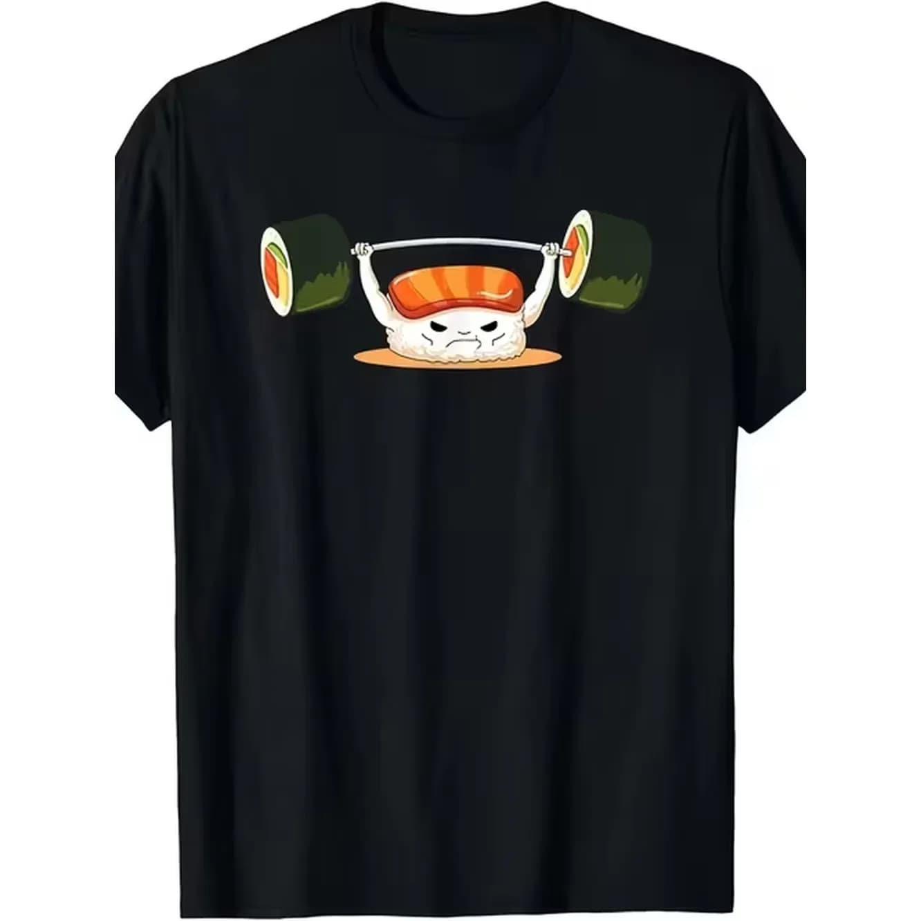 Funny sushi weight lifting rolls gym fitness t shirt hoodie same style for men and women 2026 summer short sleeved printed t shirt 220g