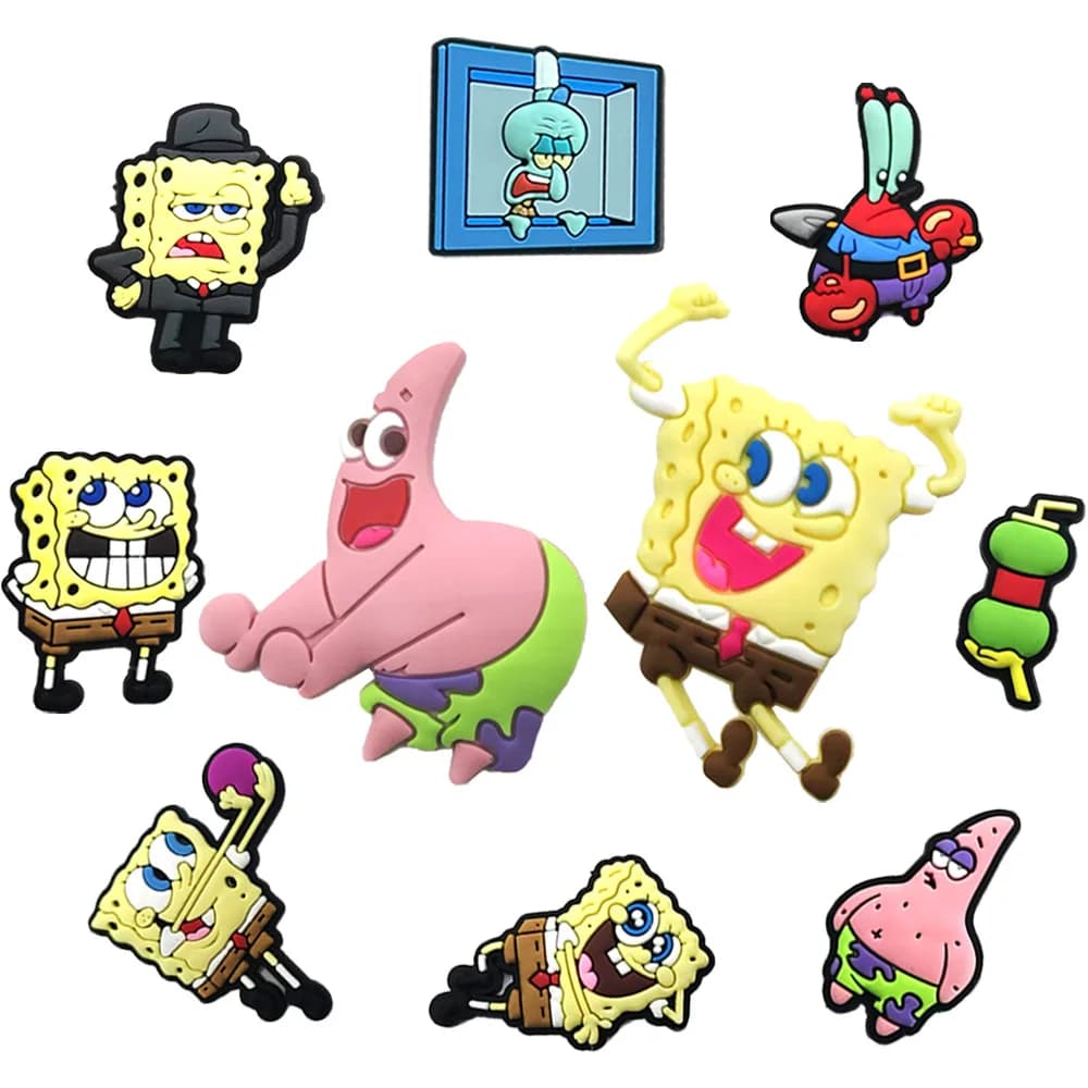 SpongeBob SquarePants Shoe Charms For Slides Sandals, PVC Shoe Decoration Accessories For Christmas Birthday Gift Party Favor