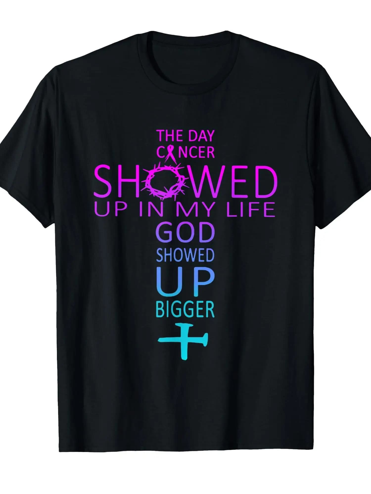Applicable to: Cancer Theme Printed T-shirt - Top wide short sleeves with round neckline