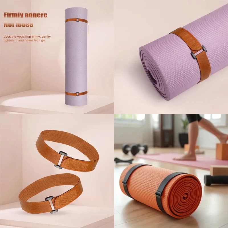 Exercise Mat Support with Pilates Bar Buckle, 2/3/5 pcs non-slip stretch cable, Yoga fitness accessories belt