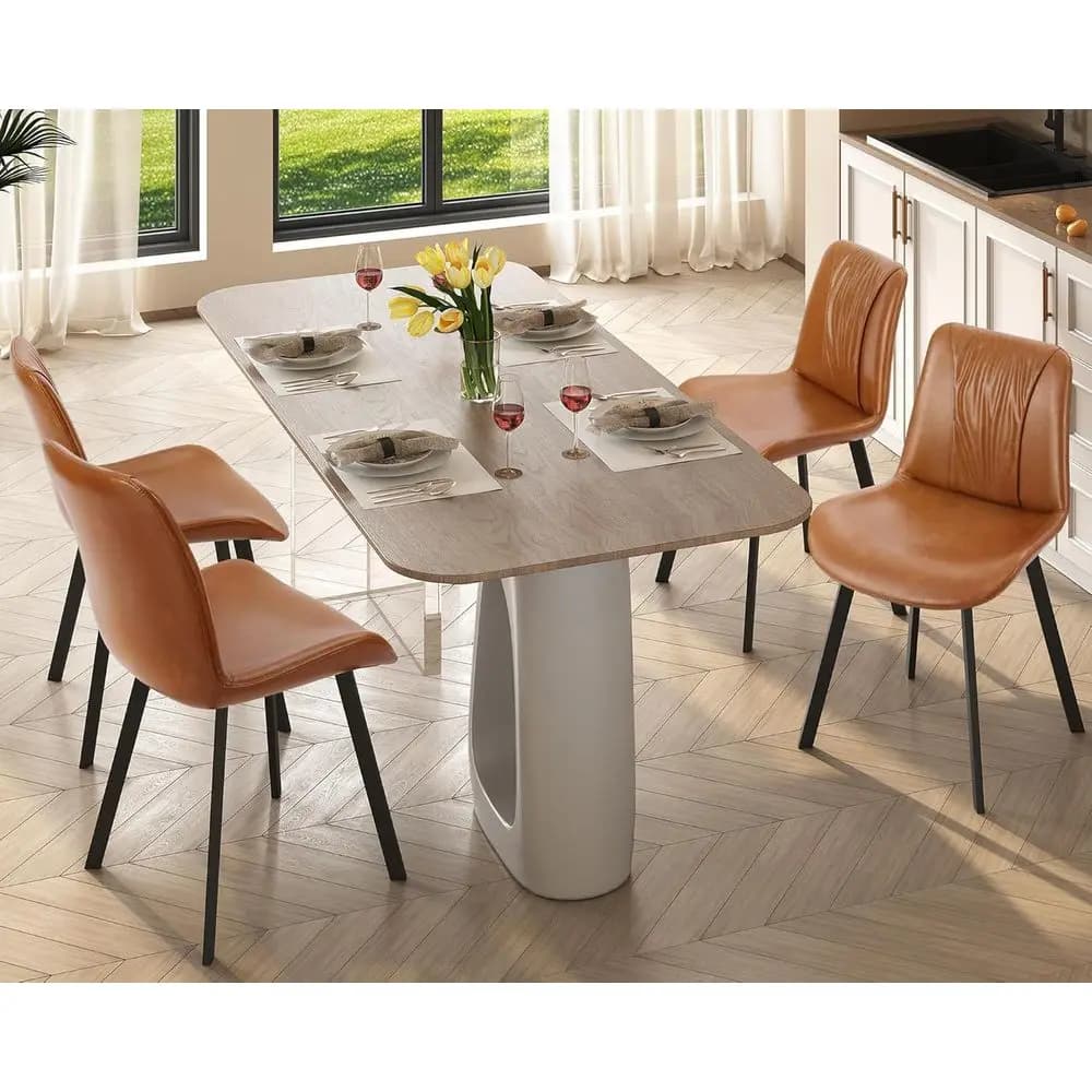 Set di 4 Sedie da Pranzo, Sedie Moderne per Cucina e Sala da Pranzo, Ecopelle, Gambe in Metallo Robuste, per Soggiorno, Personalizzabili