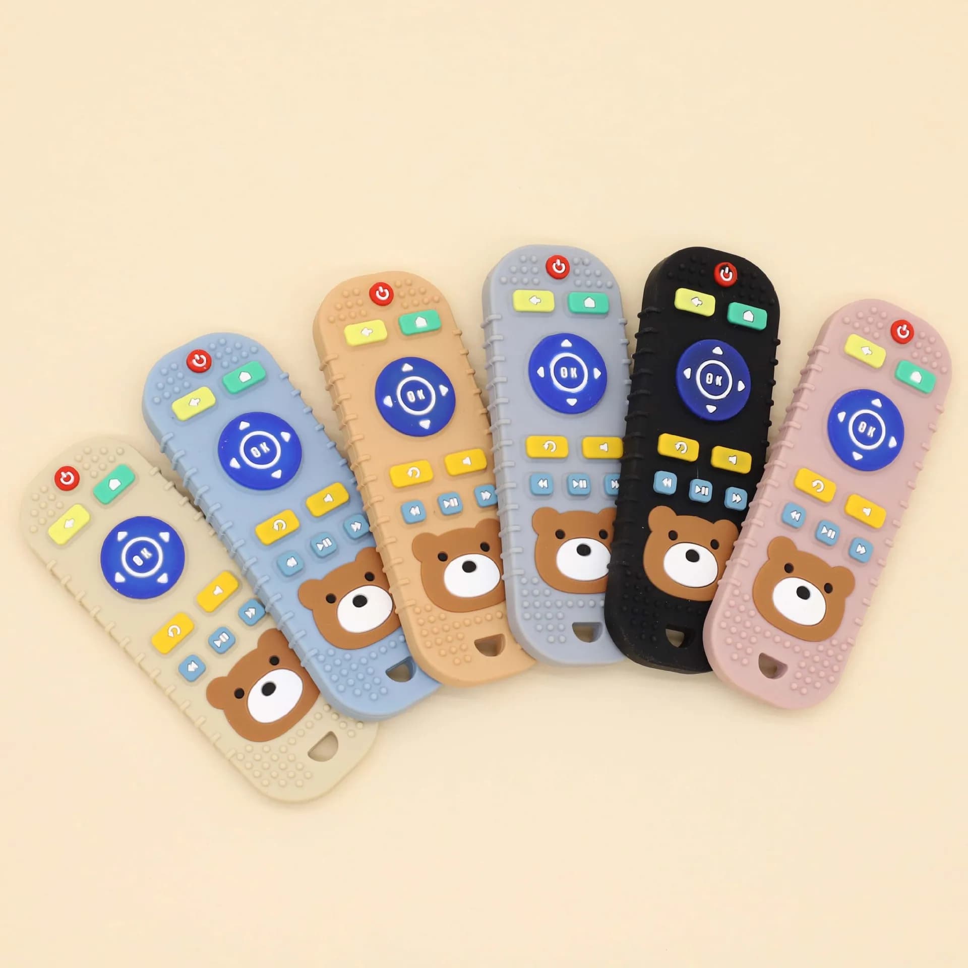 Children's silicone teething remote control baby mouthing period soothing teething teething remote control toys silicone teeth