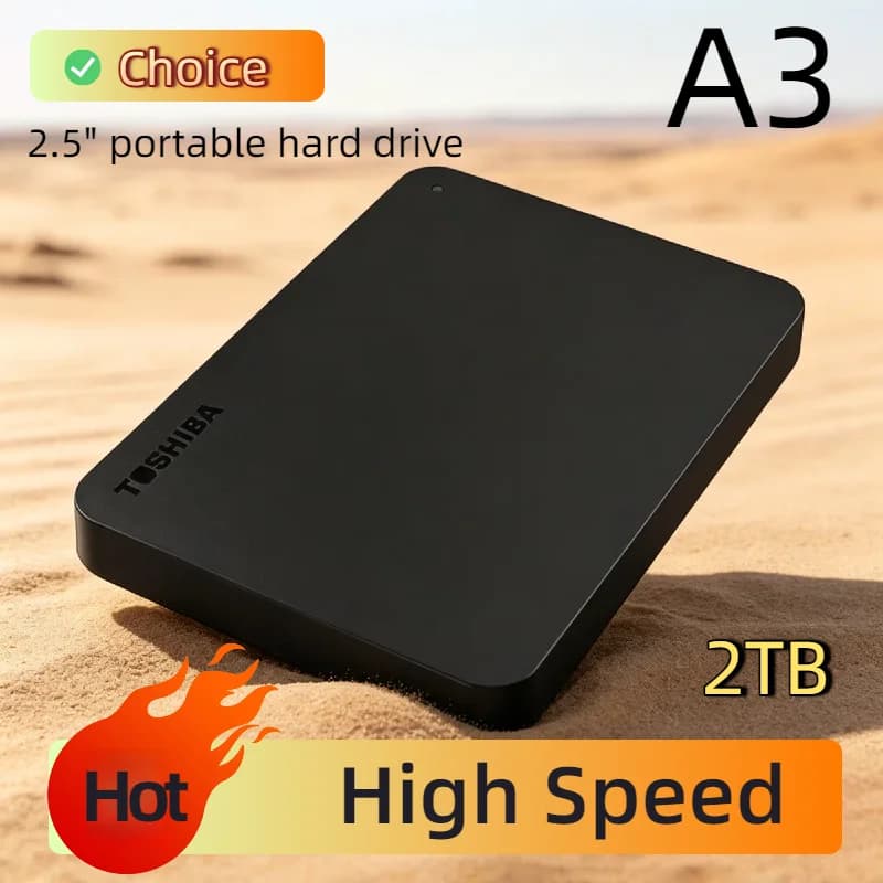 Disco Rigido Esterno Portatile Toshiba per A3 OEM 500GB 1TB 2TB USB3.0 da 2,5 Pollici, Box di Archiviazione Compatto Ultra