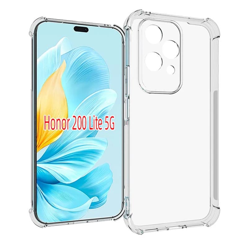 Honor 200 Lite LLY NX1 Custodia Air Cushion Antiurto Airbag Silicone TPU Trasparente Cover posteriore Custodia morbida per telefono per Honor 200 Lite 5G