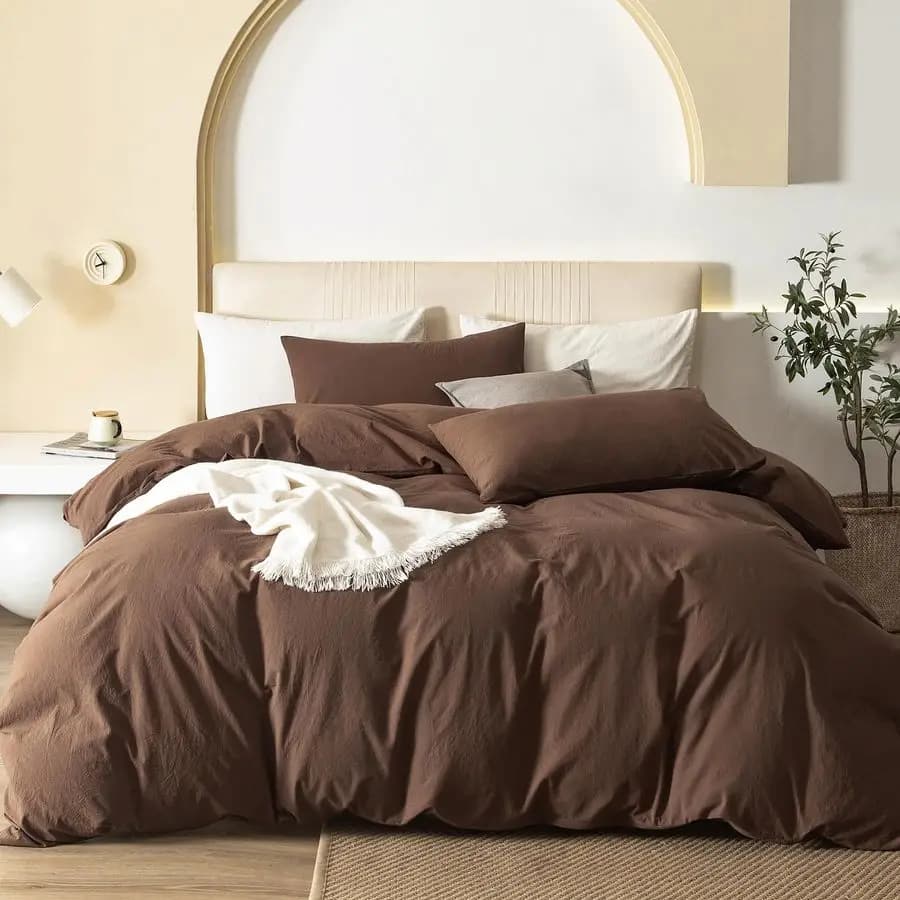 Set Copripiumino in Cotone Lavato 100% 3 Pezzi King Size, 1 Copripiumino 104x90 Pollici (Piumino Non Incluso) e 2 Federe, Effetto Lino