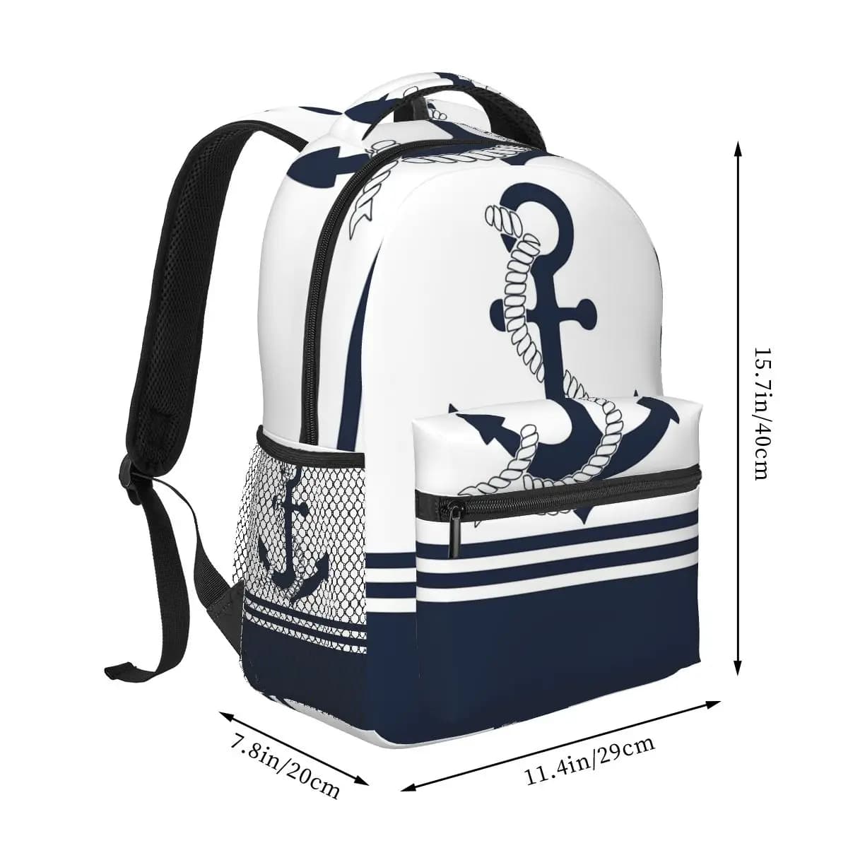 Zaino Nautico con Ancora per Studenti, Ragazzi e Ragazze, Borsa Scolastica per Bambini, Borsa per Computer a Tracolla per Uomini e Donne