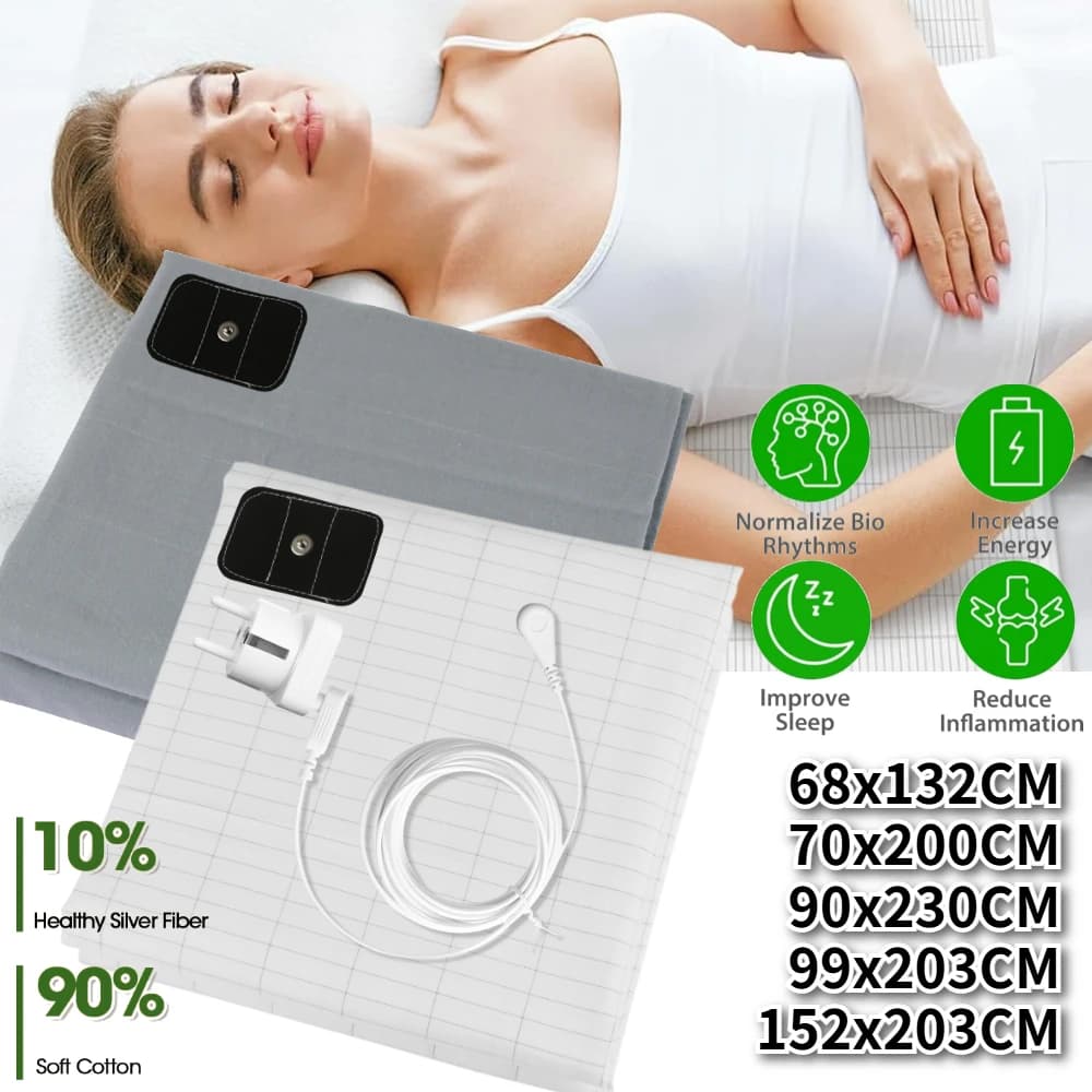 Ground Wire Sheet 90% Organic Cotton and 10% Pure Silver Fiber, Conductive Mat with Earth Mass Cable