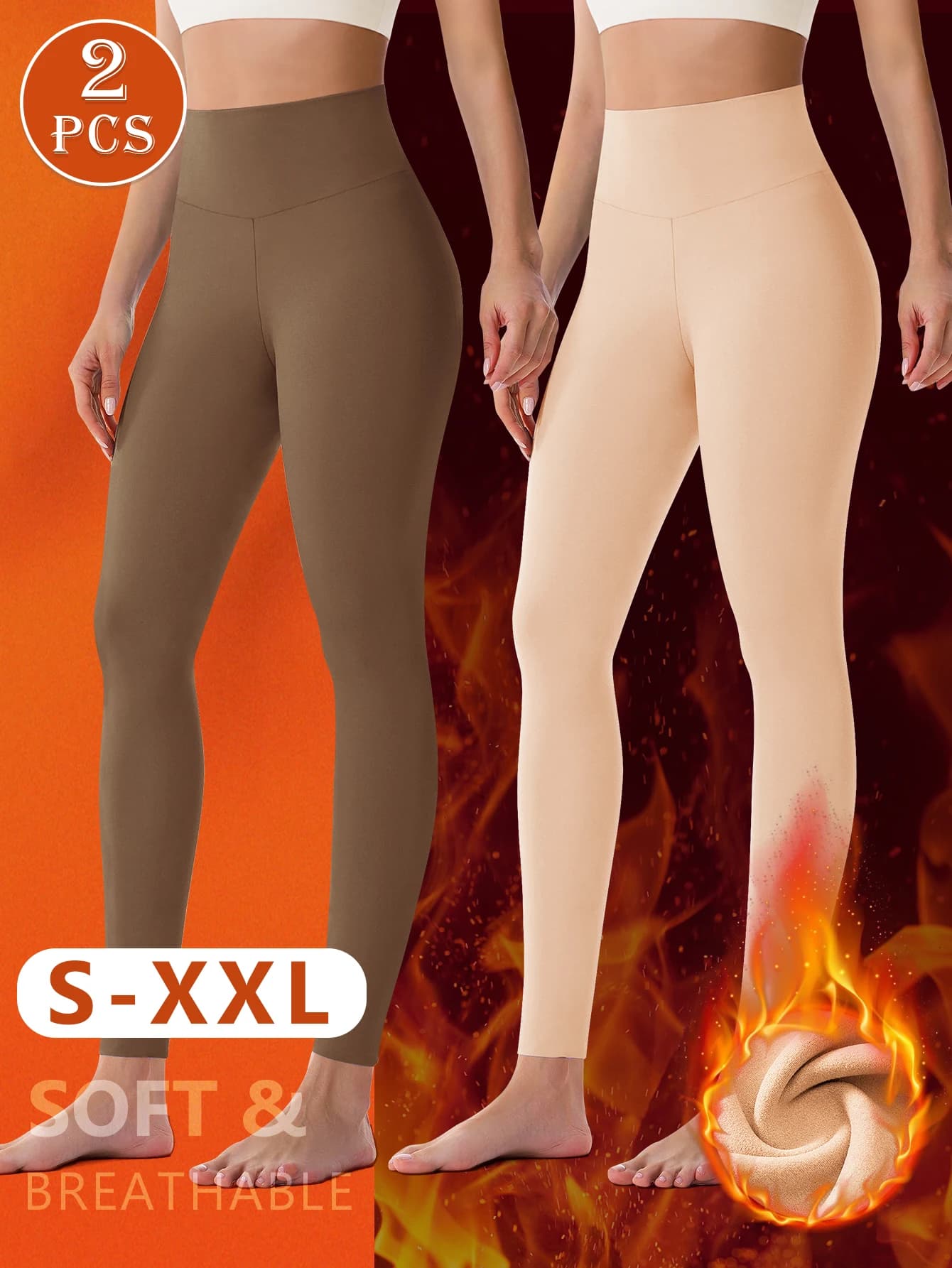 Leggings termici foderati in pile da donna 2 pezzi Pantaloni per la stagione fredda spazzolati Slim Fit Strato base per il controllo della pancia o capispalla
