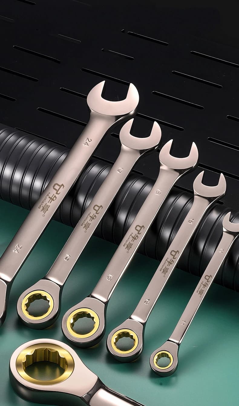 6-22mm Key Wrench Flexible Golden Ratchet Wrenches Torque Universal Spanners for Car Motorcycle Repair Tools Metric Hand Tool