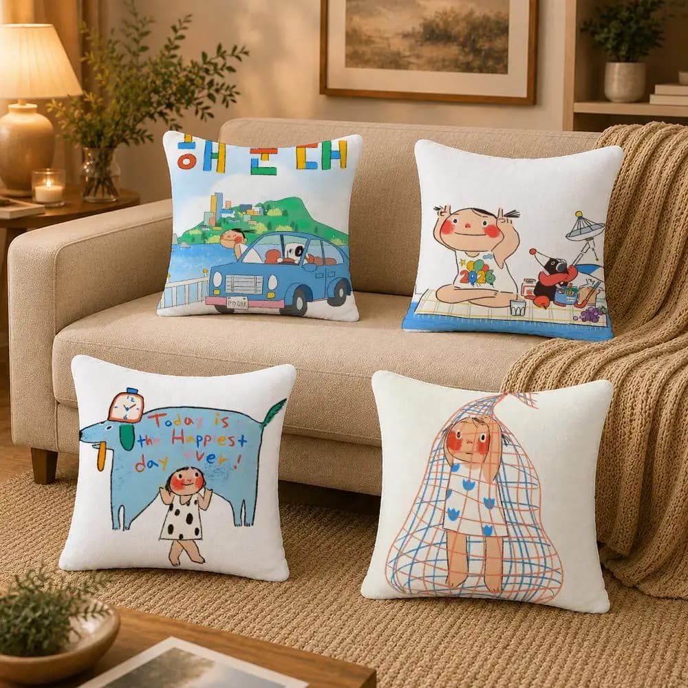 Artist P-Pdohk Cushion Cover Washable Soft Plush Cushion Cover Square Pillow Case for Sofa Couch Bed