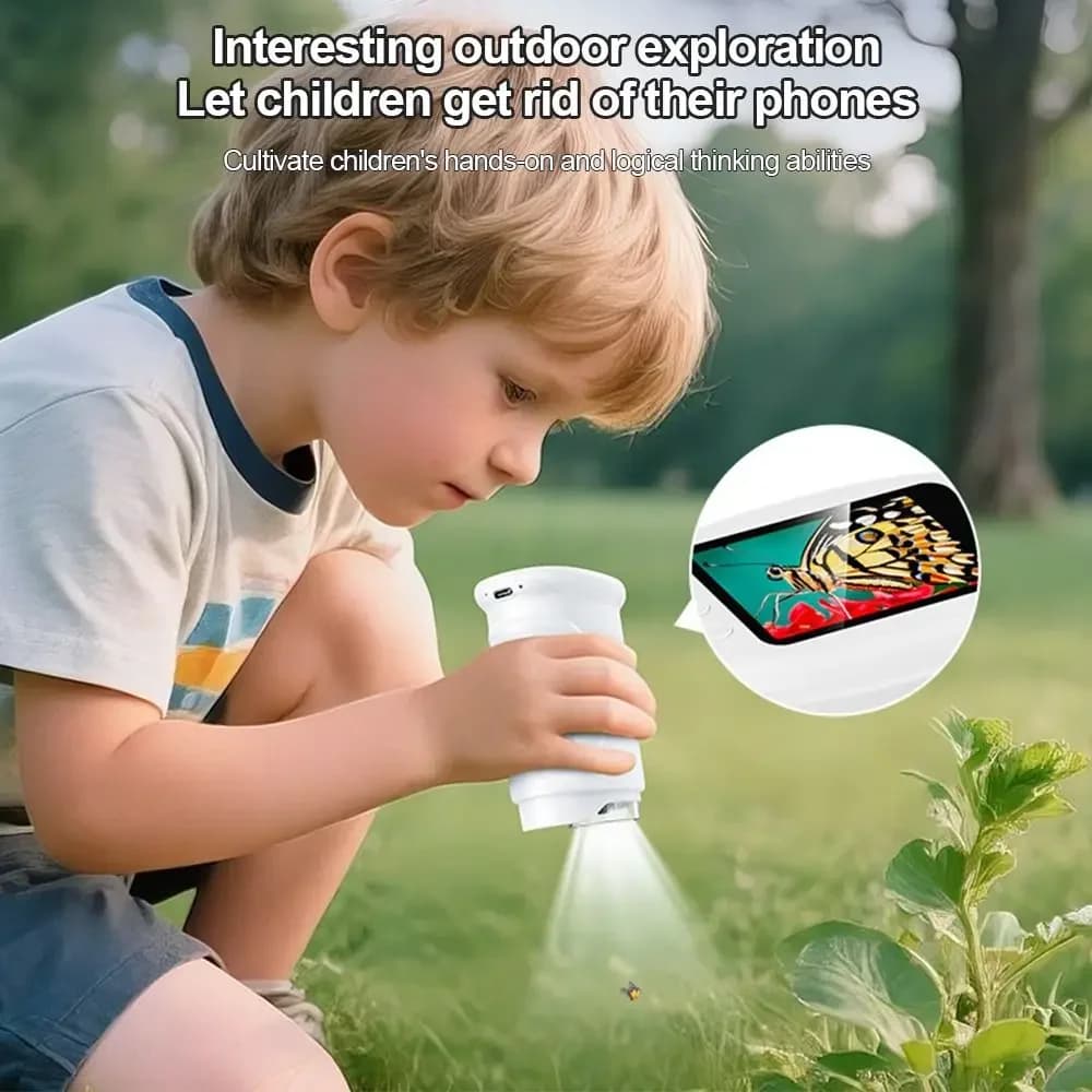 Microscopio Portatile 1000X per Bambini, HD con Funzione Foto, Schermo da 2 Pollici, Ricaricabile, Kit Scientifico Educativo