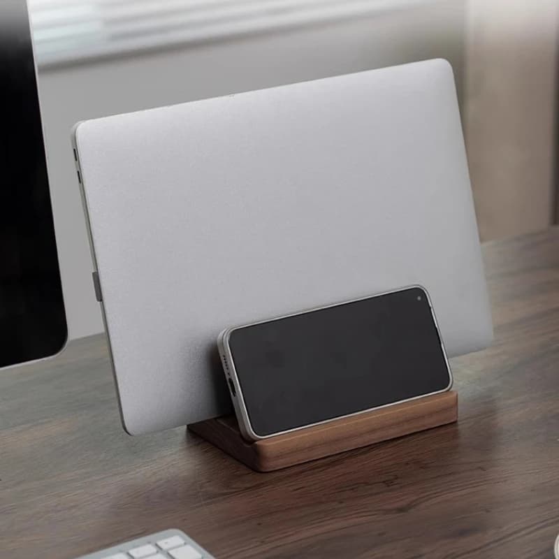 Supporto da tavolo verticale per laptop in legno massello per computer Base per notebook ergonomica regolabile Organizzatore da scrivania salvaspazio