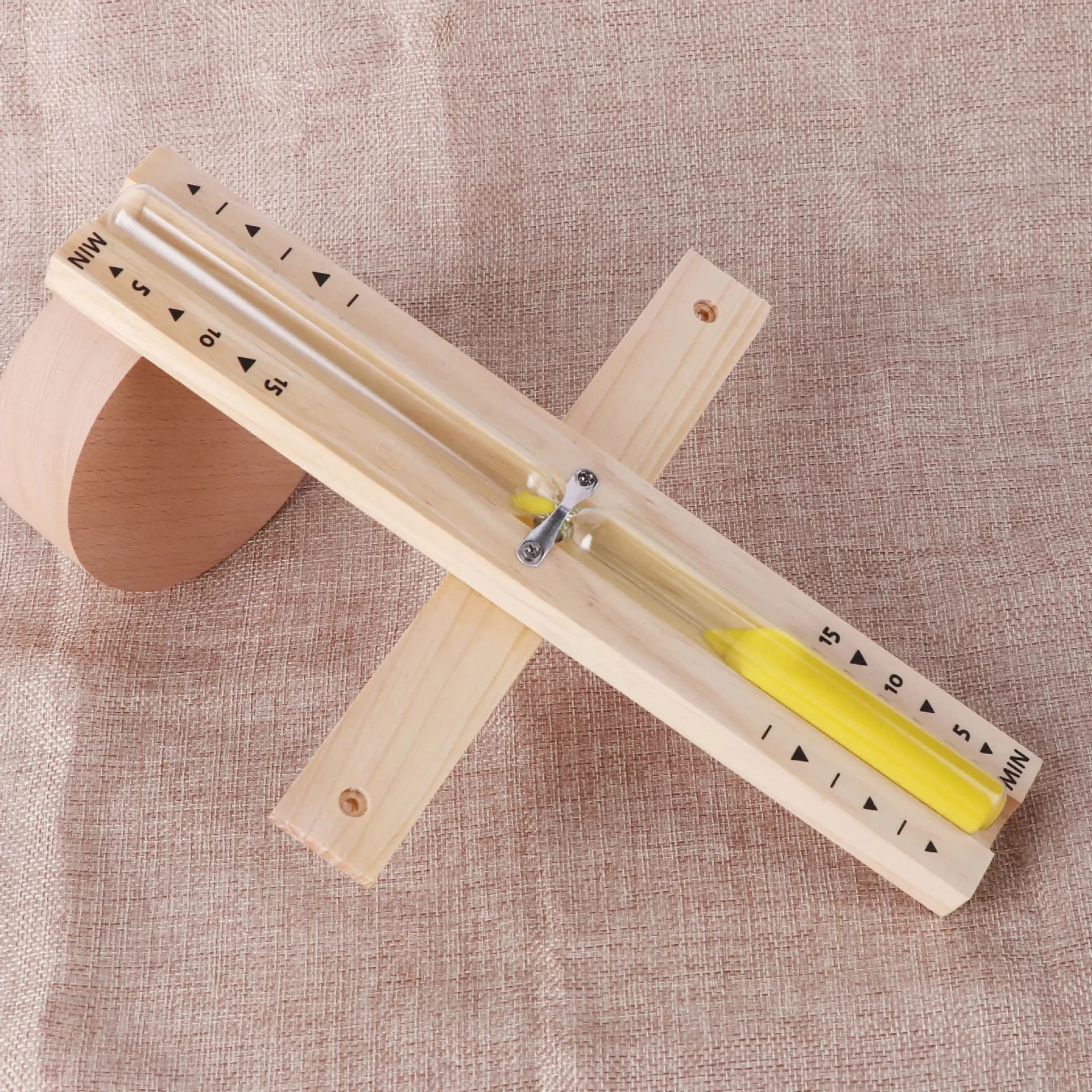 15 Minute Rotating Wood Clessidra for Bath and Sauna, Wall Mounting, Anti Blow Up Glass, Ornament