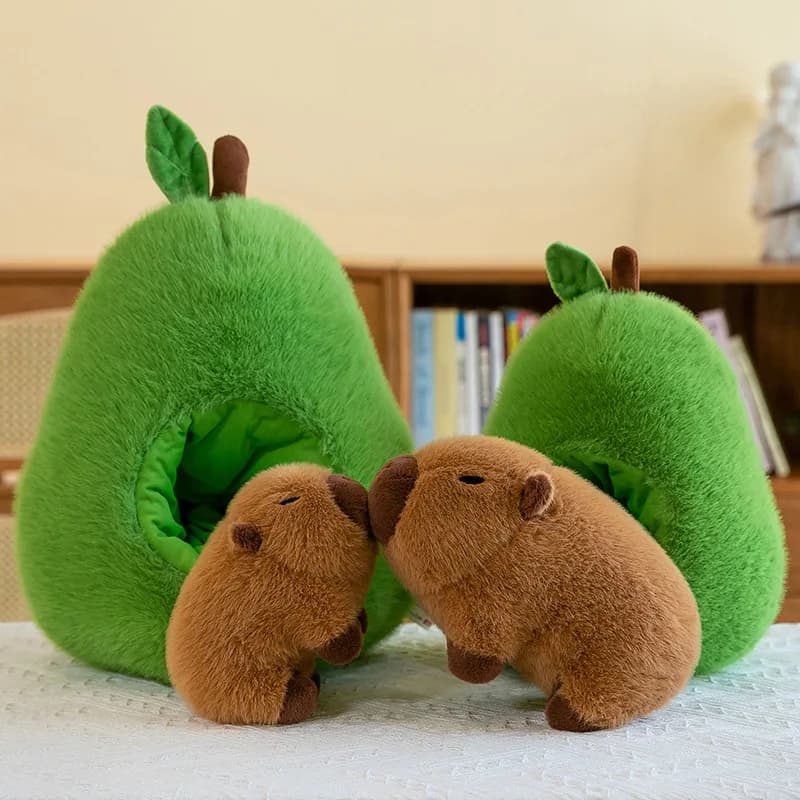 Peluche Carino Capibara Avocado, Bambola di Peluche Capibara, Cuscino per Dormire, Grande Peluche, Regalo di Compleanno, Cuscino Creativo a Forma di Frutta Kawaii