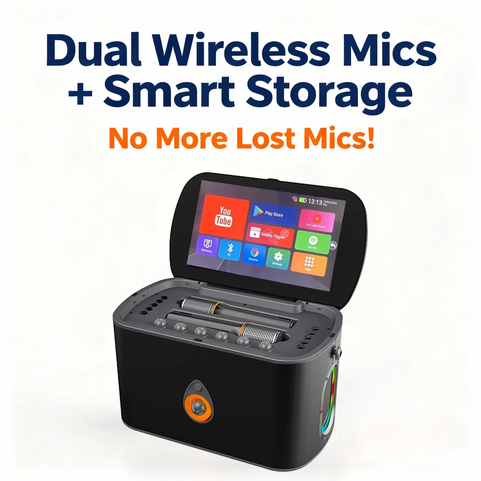 K90 Portable BT Karaoke Machine with 2 Wireless Microphones Home KTV System for Party Singing Entertainment