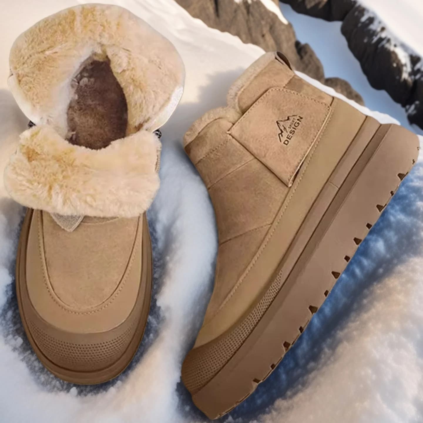 Stivali da neve caldi in peluche da uomo invernali Stivali in cotone da esterno per scarpe casual fatte a mano alla moda con stivaletti antiscivolo impermeabili in pelliccia