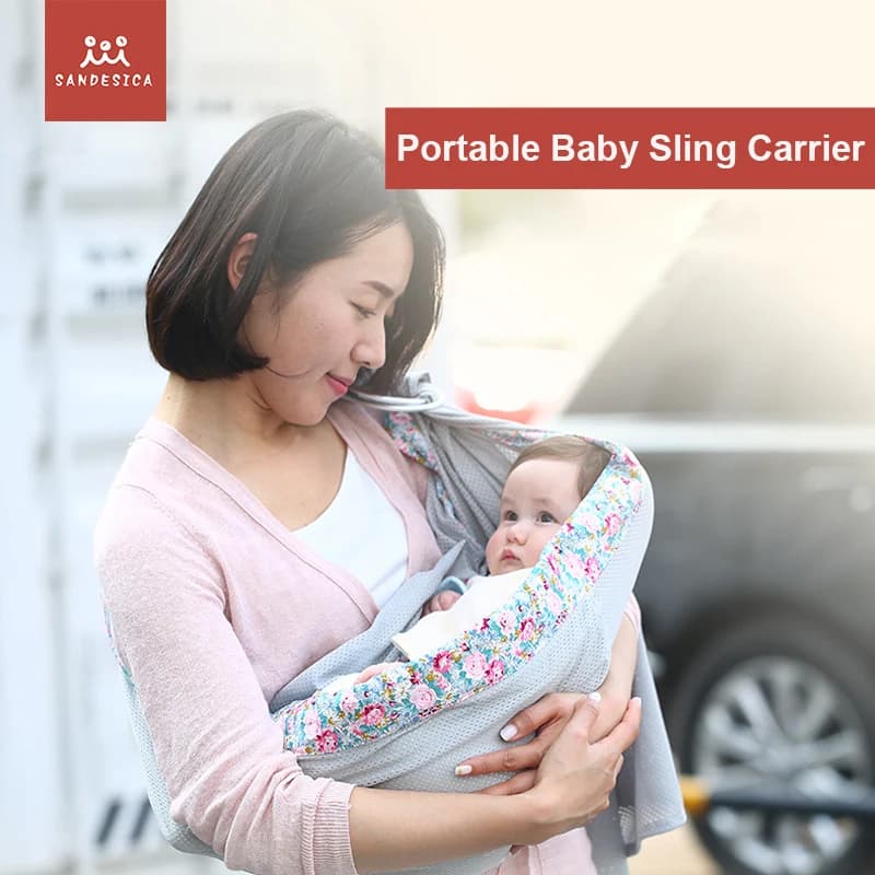 Sandesica Baby Sling Carrier, Toddler Carrier Soft Adjustable Ring Sling Wrap Portable Lightweight Infants Wraps Carrier