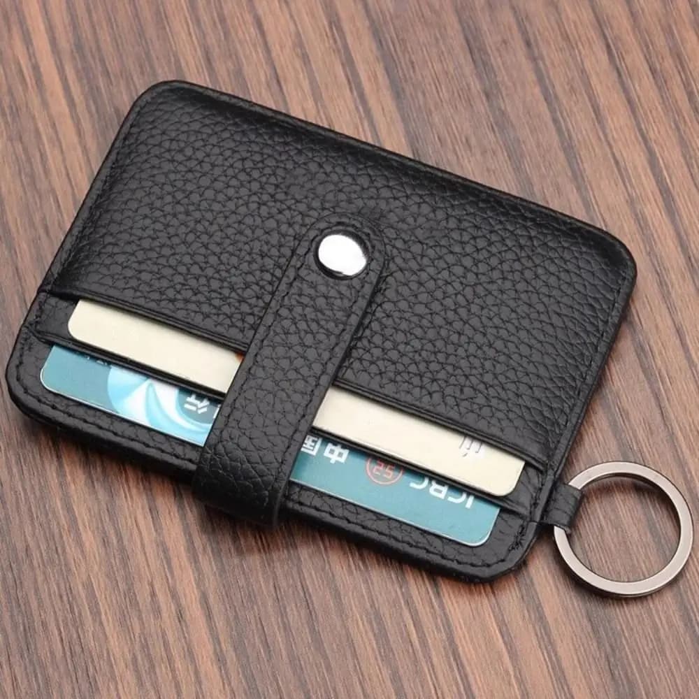 Borsa Portacarte di Credito Impermeabile alla Moda, Portamonete Portatile in PU Tinta Unita, Mini Tasca Portamonete Multifunzione con Chiusura a Scatto per Viaggi