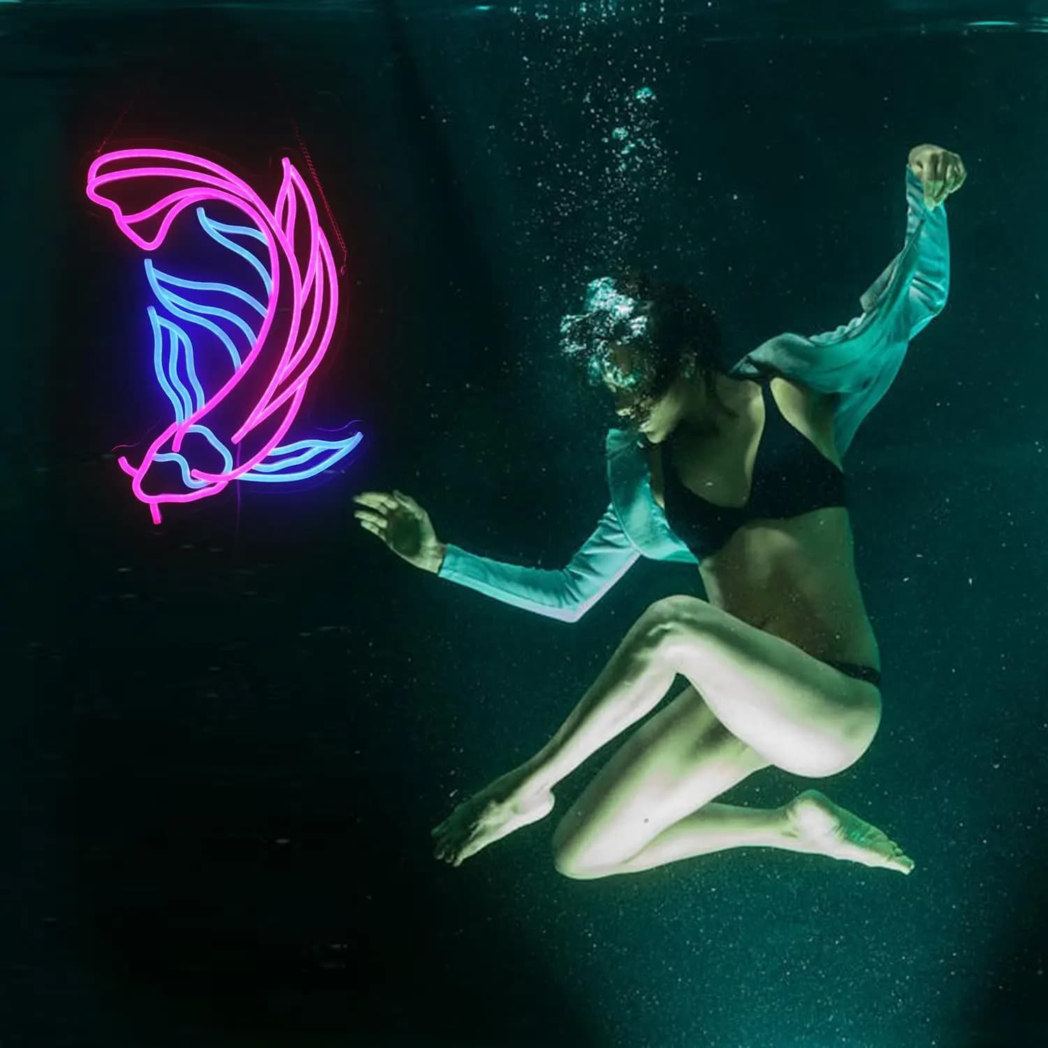 Koi Fish Neon Sign Dimmable LED Neon Light Sign per Room Party Shop Club Bar Sala giochi Decor Compleanno Art Wall Decor Regalo