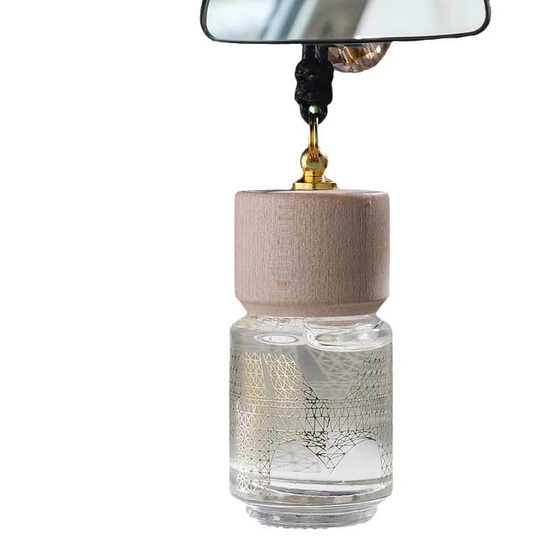 8ml Empty Car Perfume Bottle Hanging Pendant Glass Perfume Bottle With Wooden Caps Refillable Car Essential Oil Diffuser Bottle