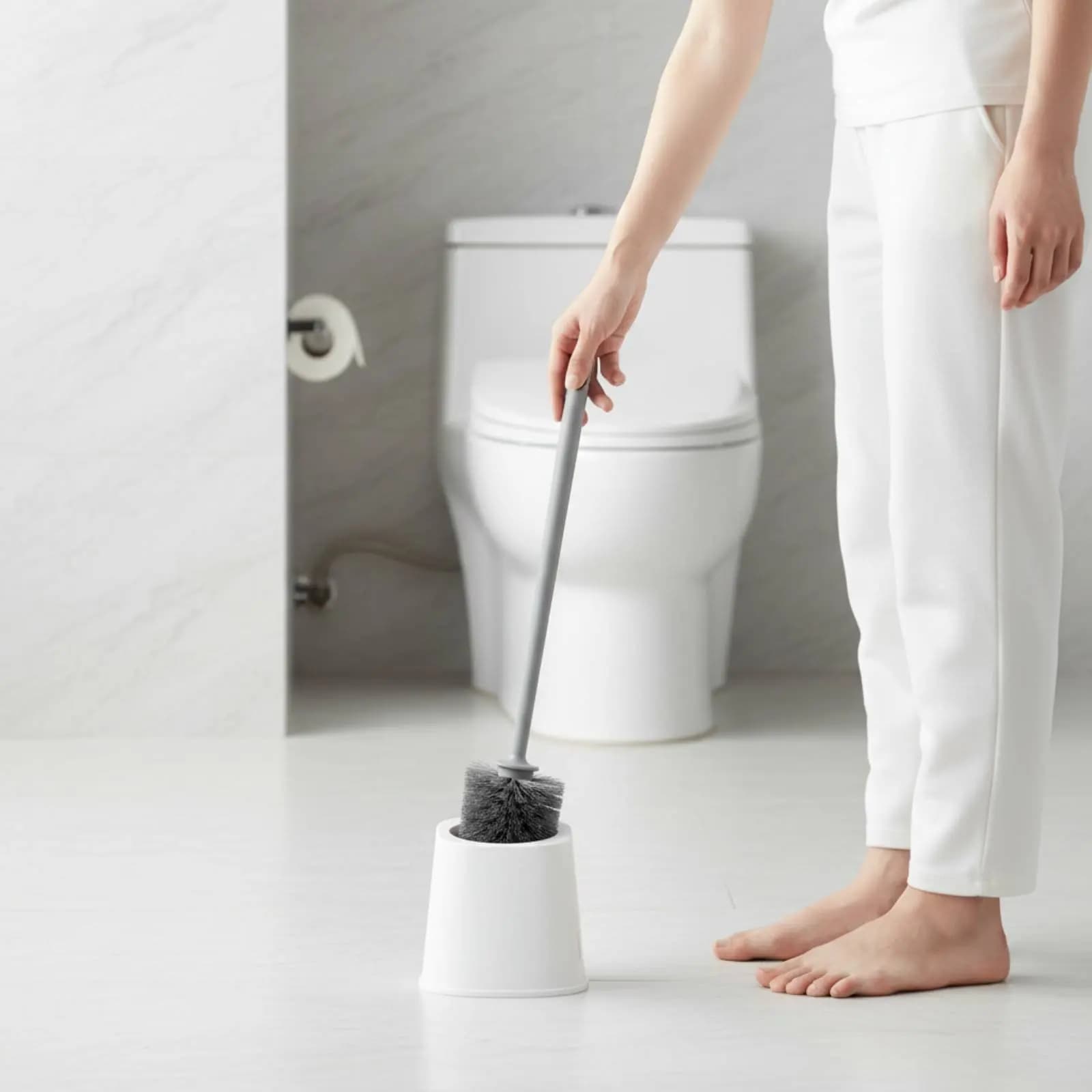 3 Pieces Wall Mounted Toilet Brush Set Easy to Clean Long Handle Toilet Brush