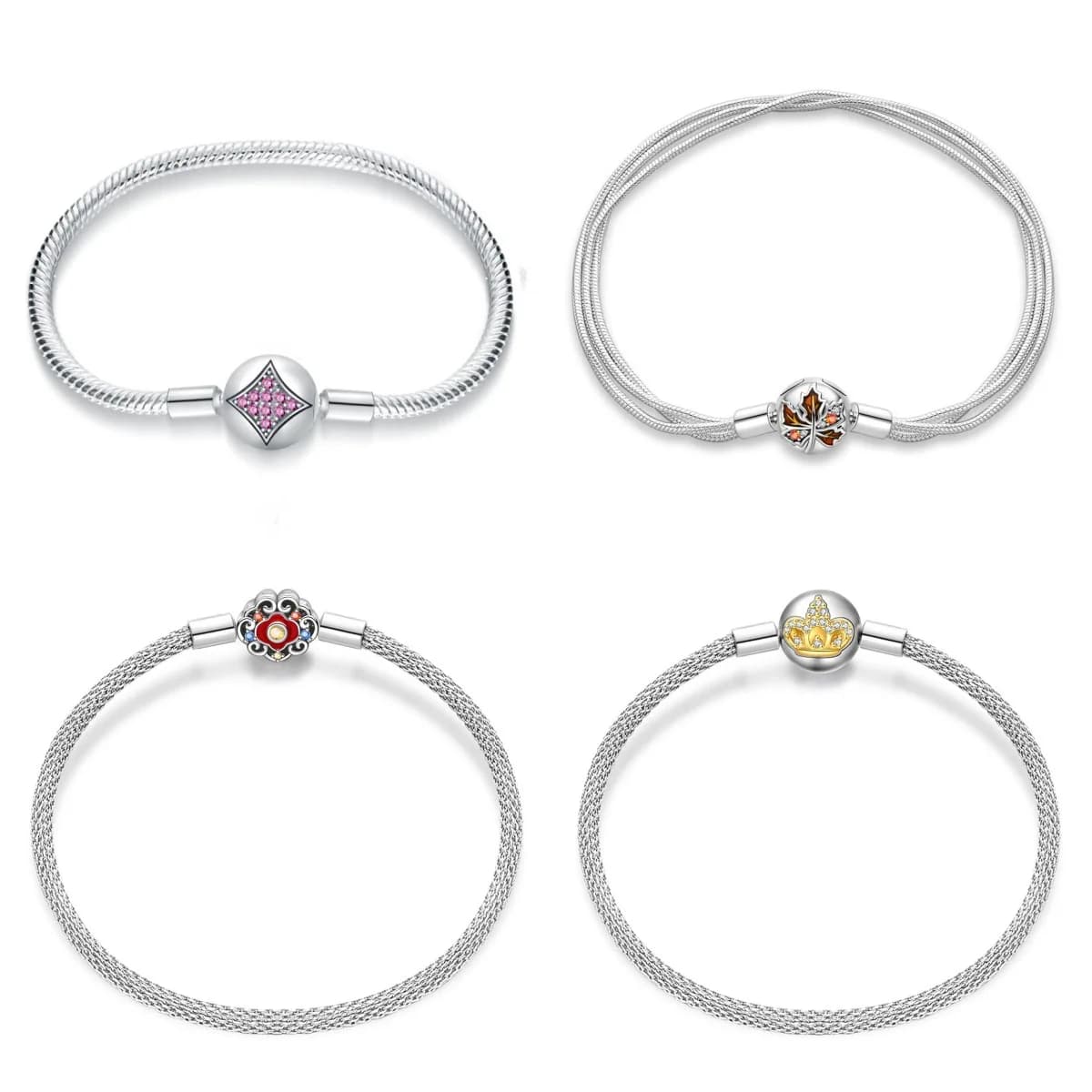 Ciondoli in Cristallo Rosa Placcati Argento con Diamanti, Compatibili con Bracciali Originali, Charm per Borse e Portachiavi, Ciondoli Fai-da-Te, Regalo di Gioielleria per Donne