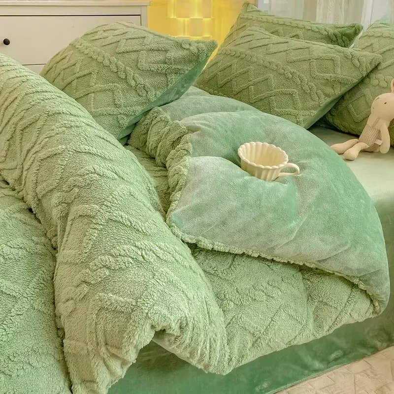 Single cover in milk-effect fleece, warm and often, plain color, autumn/winter, for double bed
