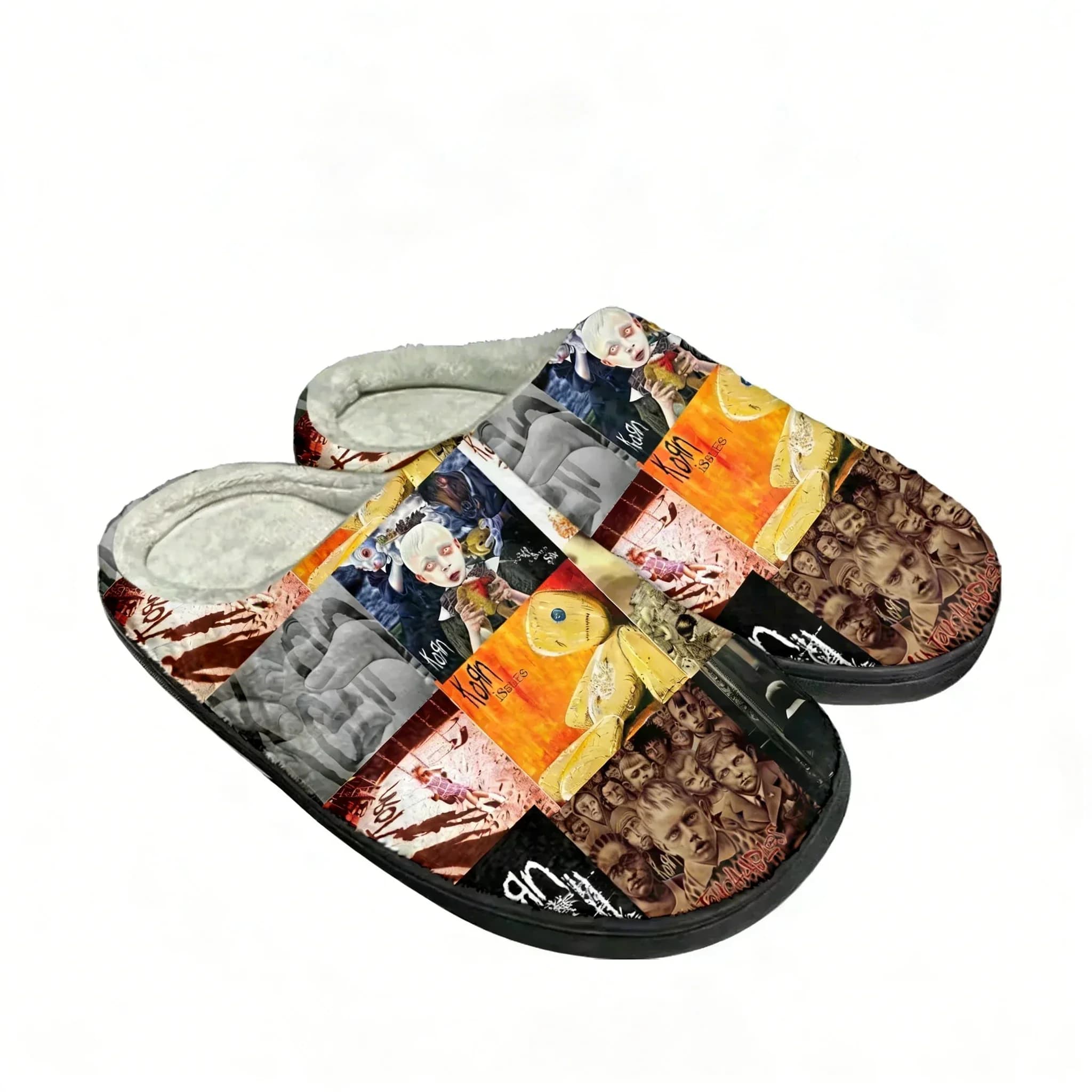 Pantofole Personalizzate in Cotone della Band Rock Korn, Sandali da Casa in Peluche con Stampa 3D, Scarpe Casual Termiche per Uomo e Donna