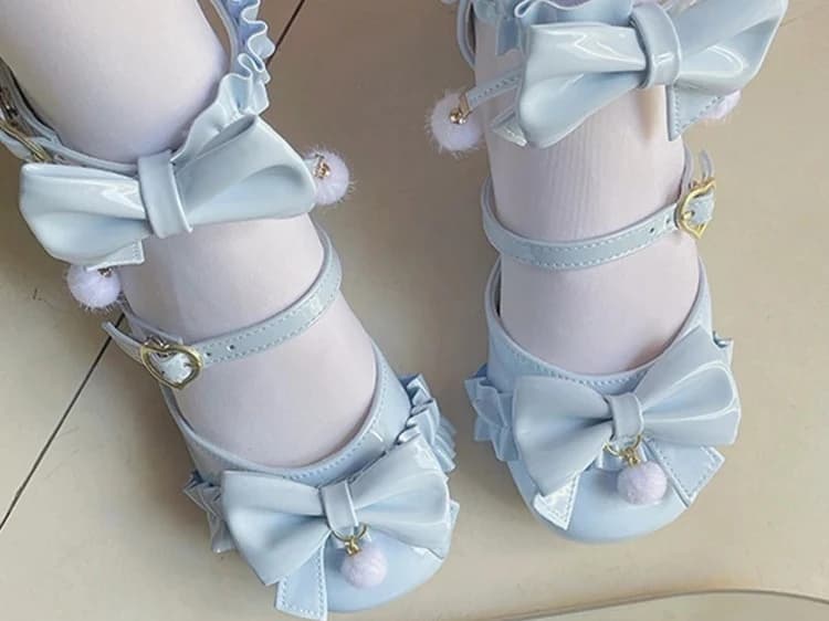 2025 Estate nuova moda elegante casual studente sandali con tacco alto per le donne dolce lolita scarpe stile giapponese fiocco in pizzo
