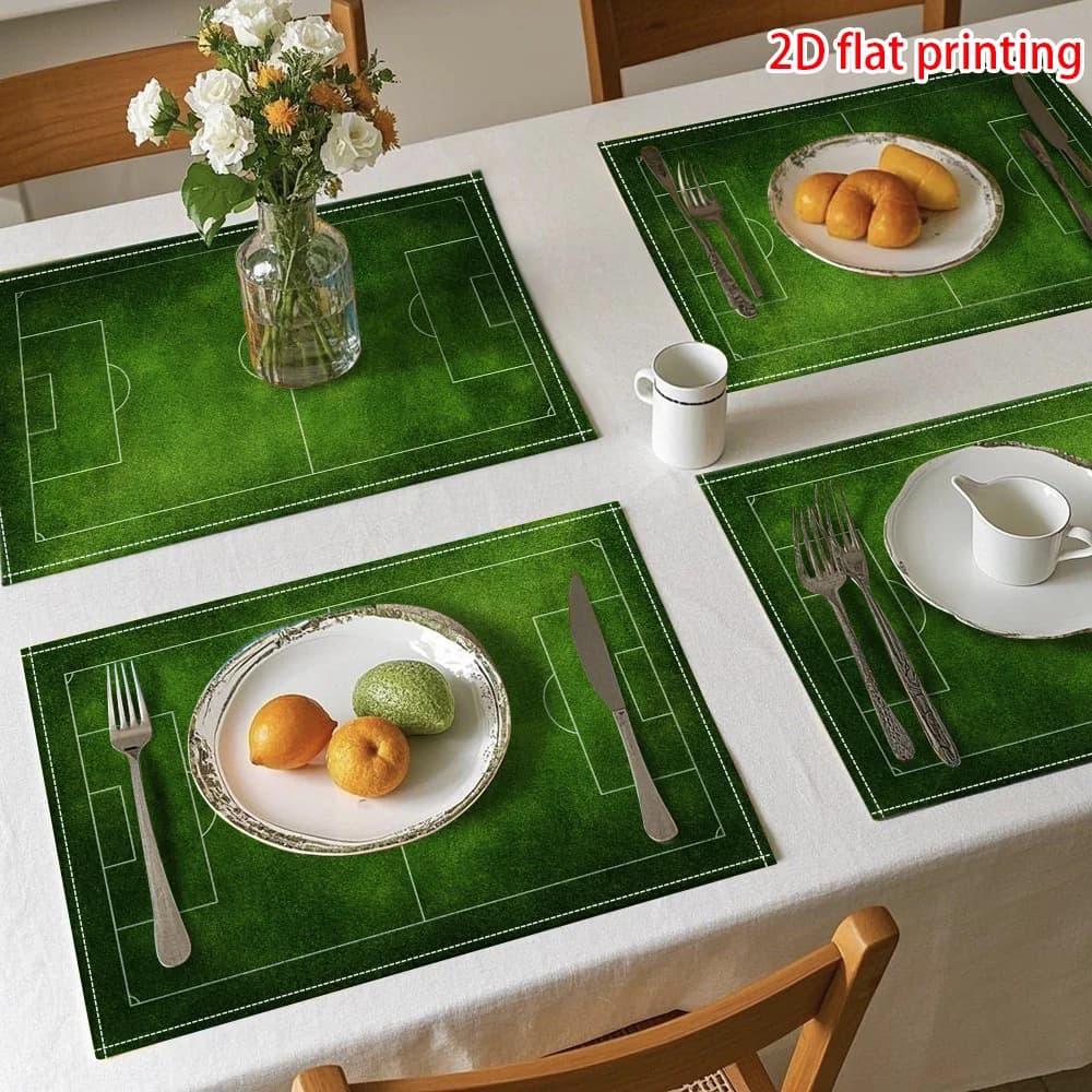 2D Football Field Placemats Heat Resistant Table Mats Dining Table Great Practical Gift Choice Football Fans and Themed Parties