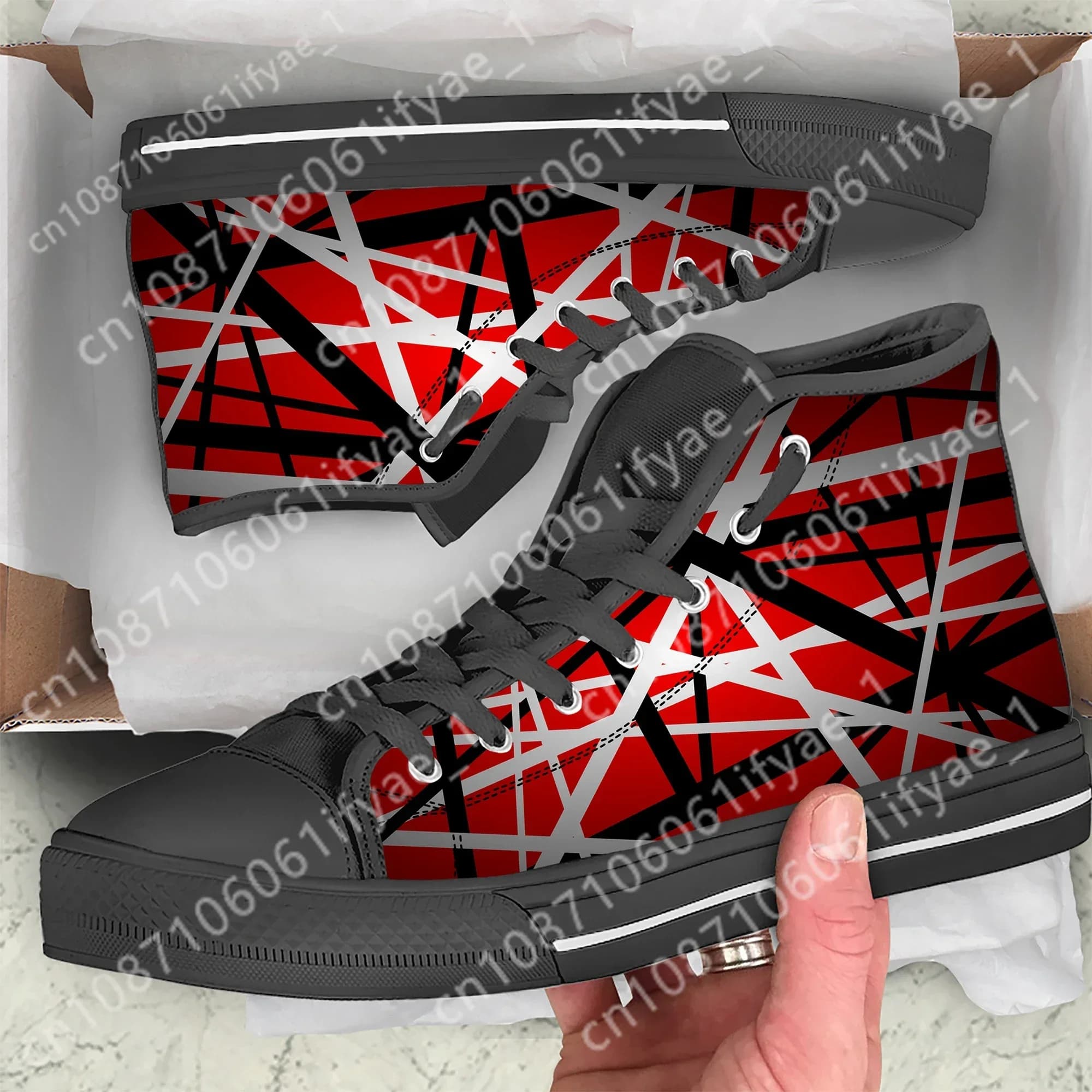 Van EVH 5150 STRIPES Halen Harajuku Scarpe di tela alte leggere Uomo Donna Scarpe personalizzate Sneakers casual traspiranti Sneakers