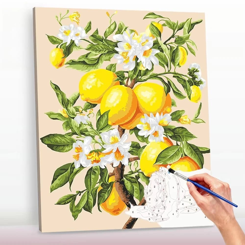 DIY Paint By Numbers Lemon Oil Painting By Number Flower HandPainted on Canvas Decoration for Home
