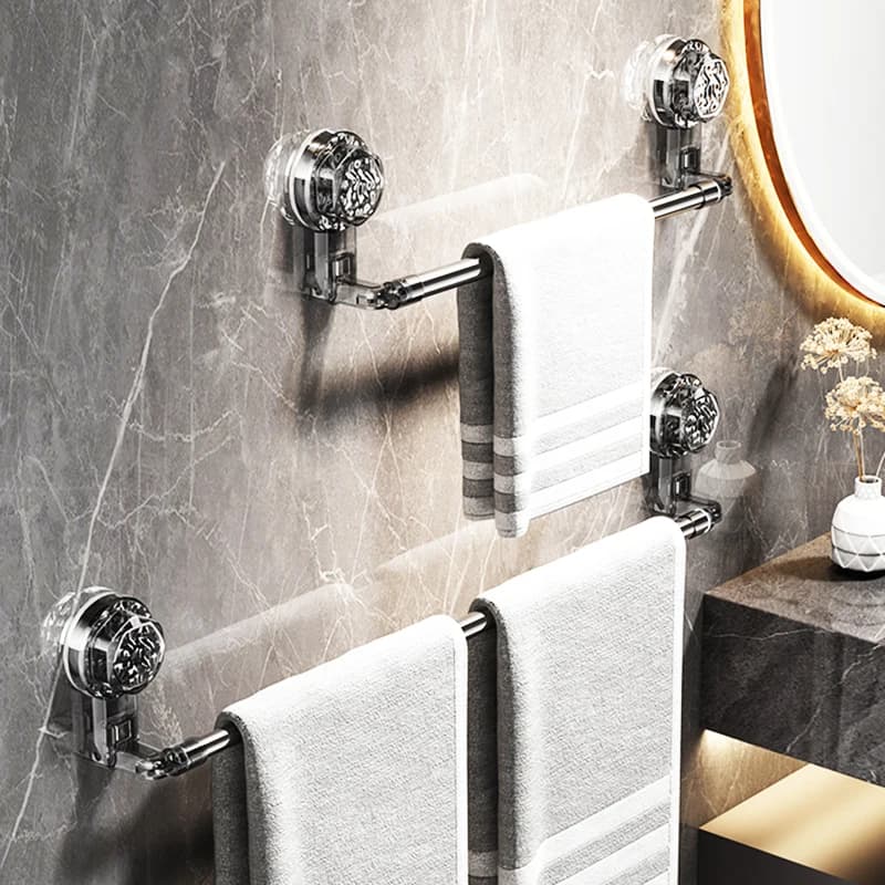 Suction Cup Wall Towel Rack No Drilling Single Rod Retractable Towel Rack Self-Adhesive Storage Rack Kitchen Bathroom Accessorie