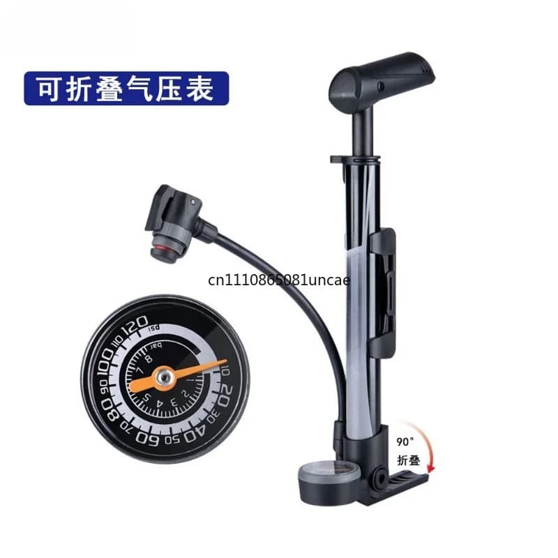 Portable Mini High Pressure Bike Pump with Gauge Foldable for Mountain Road Bicycle Cycling Tool
