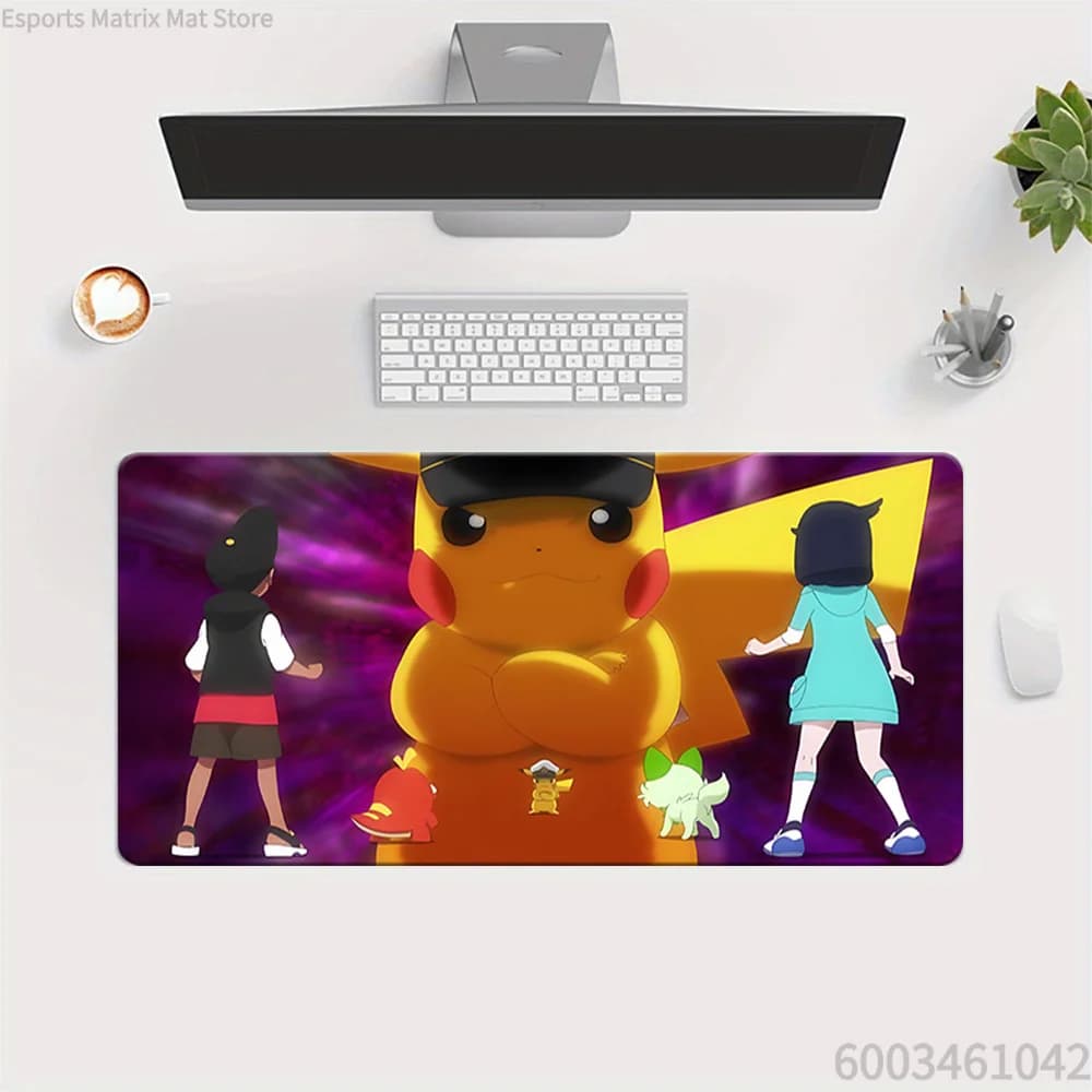 Tappetino per mouse da gioco esteso Pokemon Pikachu Hat Roy Liko Fuecoco Sprigatito Anime, grande tappetino da scrivania