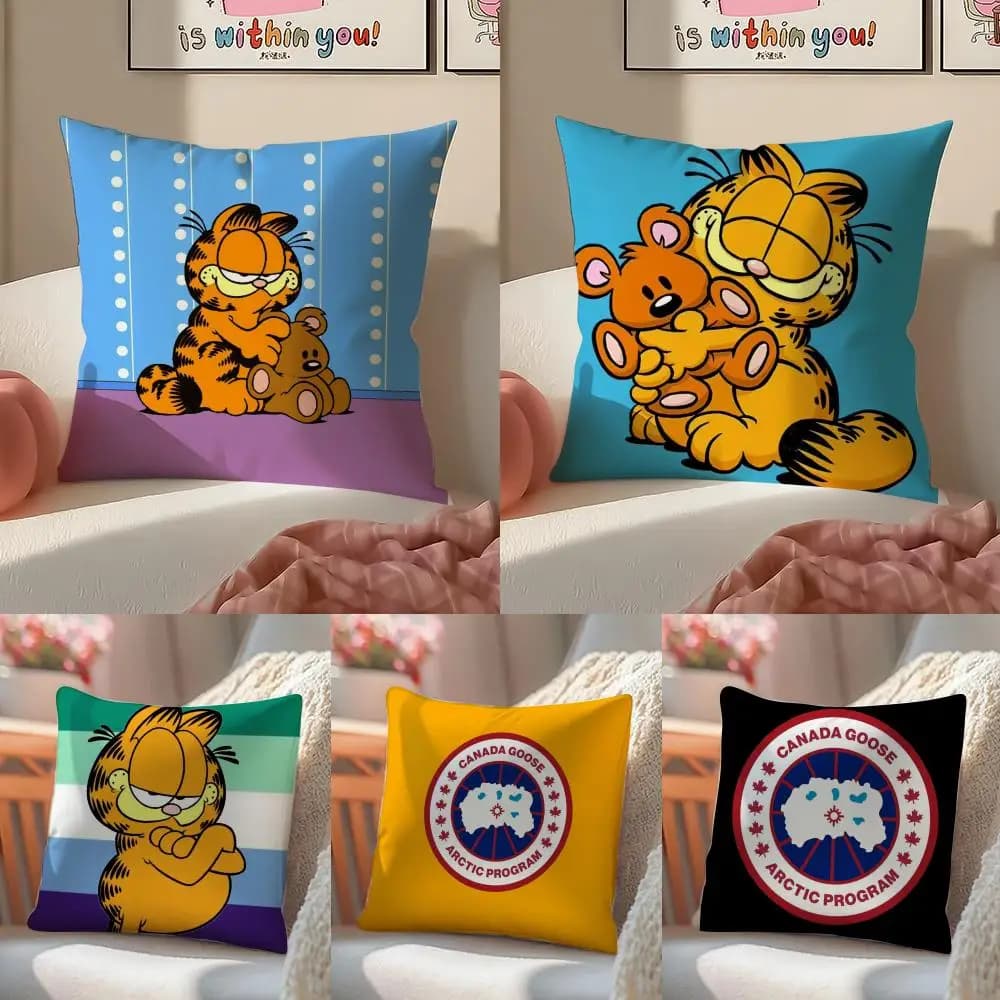 Funny Casual Cozy G-Garfield Cat Cushion Cover Linen Pillowcase Cover Soft Decor for Sofa Home Room