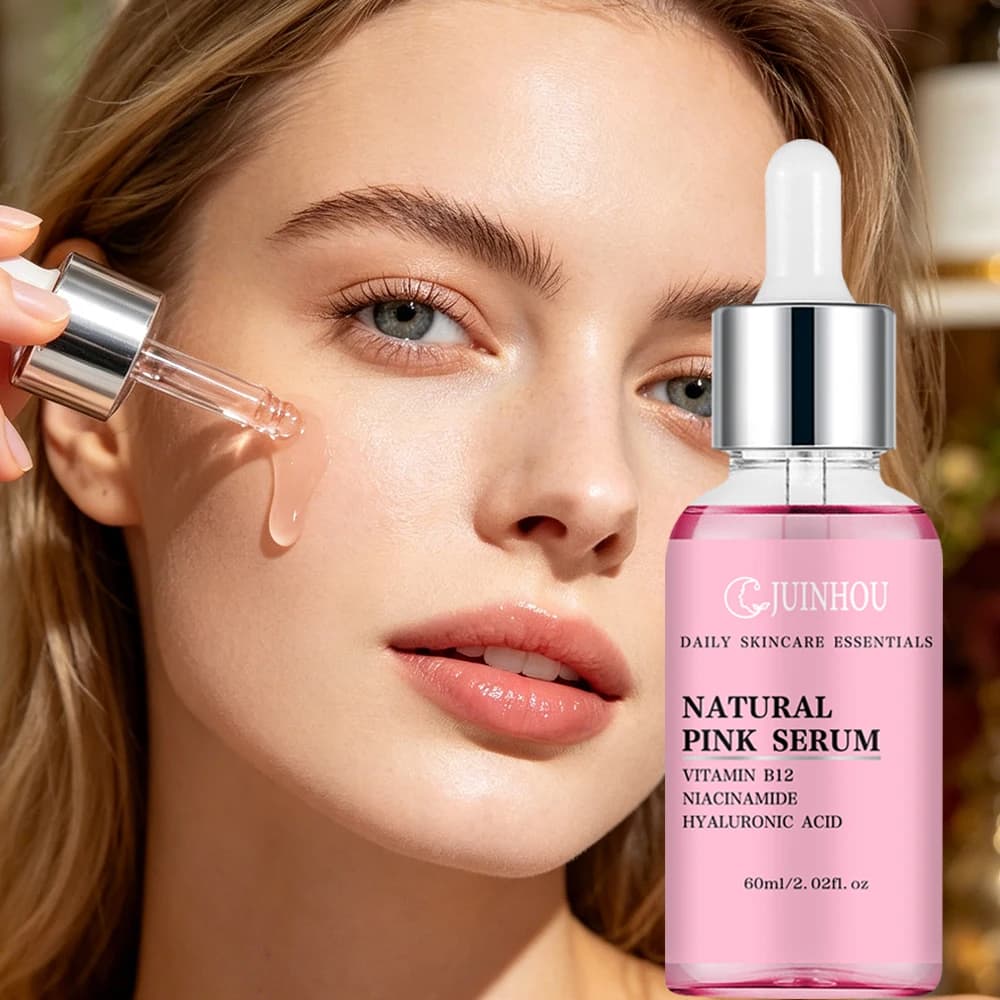JUINHOU Siero Viso Naturale alla Vitamina B12 Rosa, Idratazione Profonda, Siero Idratante Anti-Secchezza, Cura del Viso per Pelli Sensibili