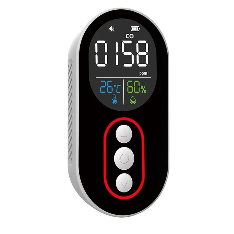 Type-C Rechargeable Carbon Monoxide Detector with Temperature and Humidity Sensors, Magnetic Mount, and Over-Limit Alarm