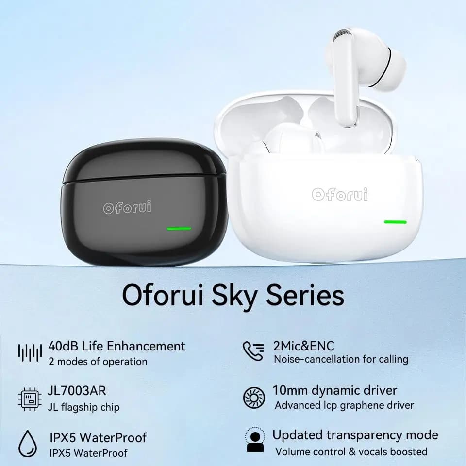 Oforui Sky Pro TWS Wireless headphones Bluetooth compatible 5.3 Waterproof headphones with 4 microphones Auxiliary PC game