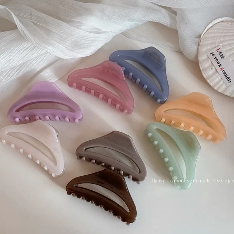 Hollow curved medium grab clip high end gold label hairpin female back head disc hair shark clip