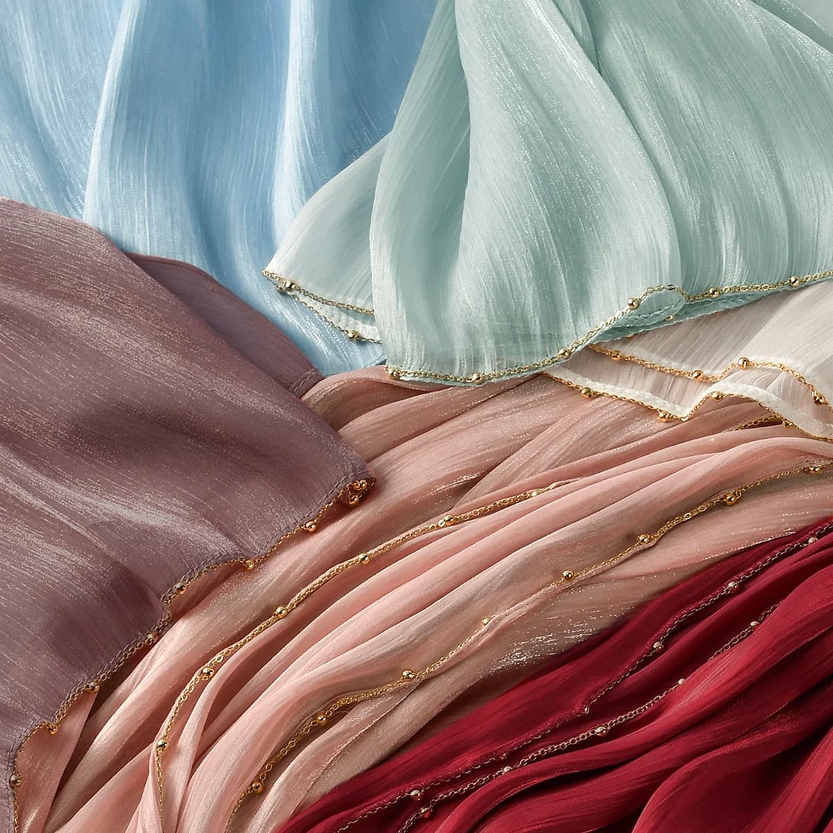 Nuovo Perline di Seta Piega Sciarpa Hijab Donne Shimmer Scialli Pianura Donne Musulmane Hijab Islam Turbante Sciarpa A Pieghe Ramadan